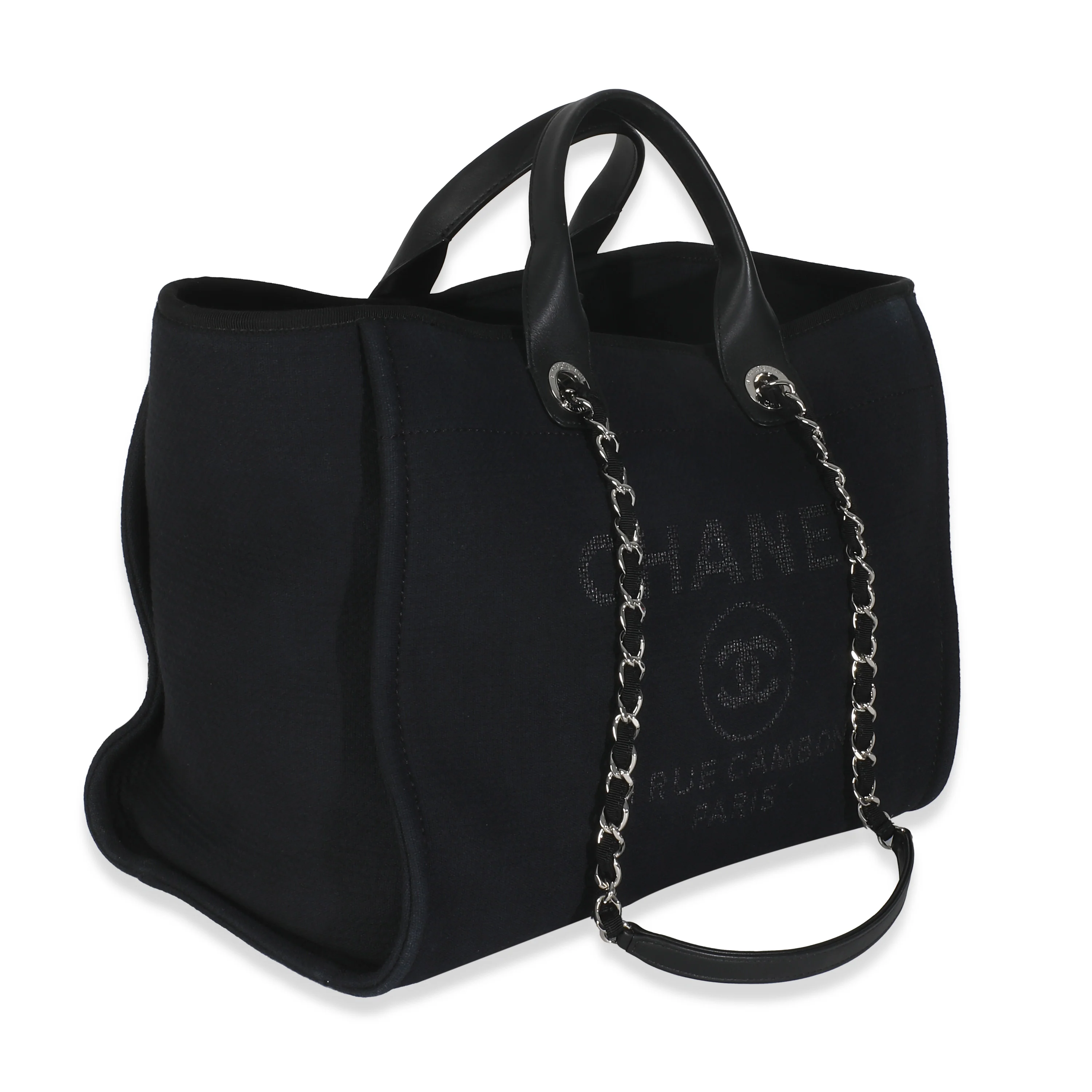 Black Mixed Fibers Large Deauville Tote - Image 3