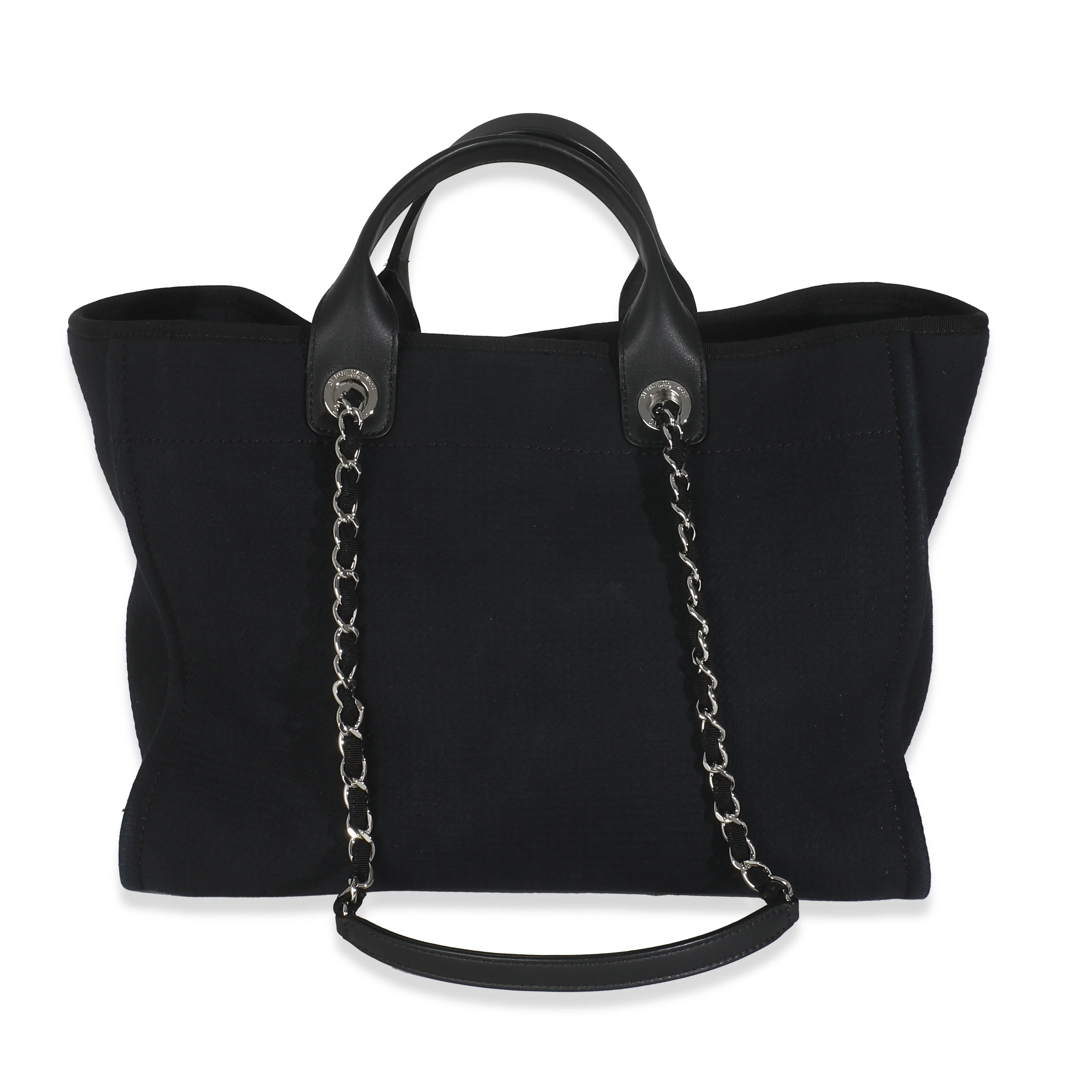 Black Mixed Fibers Large Deauville Tote - Image 4
