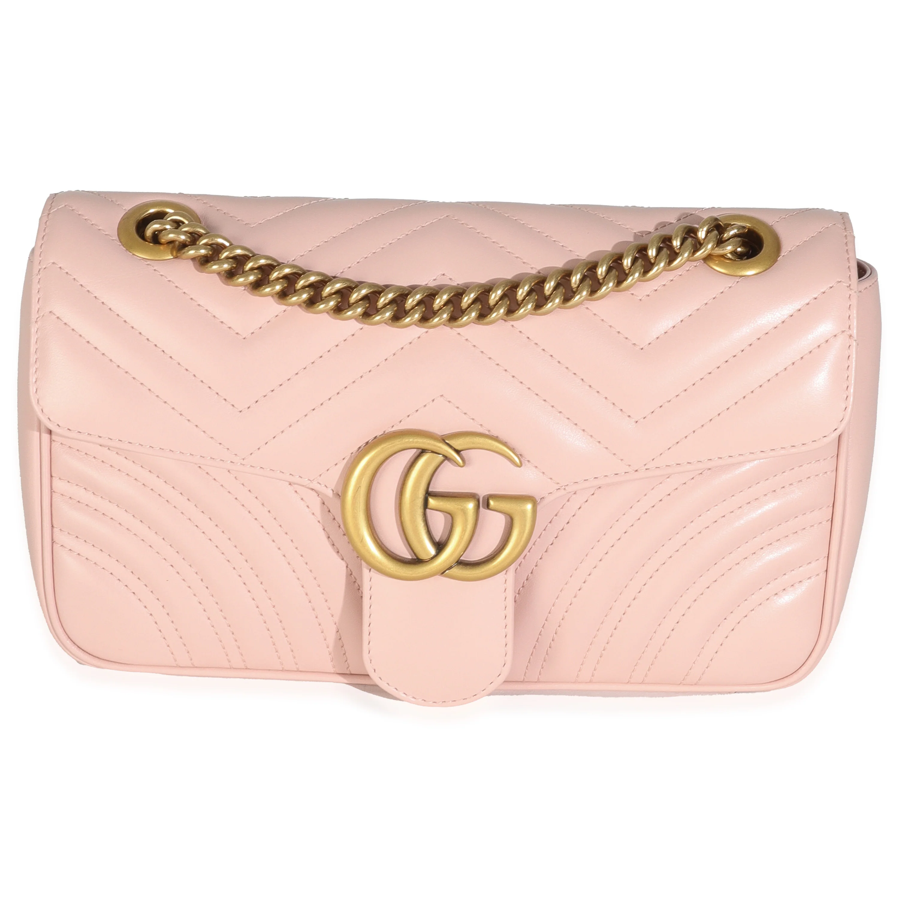 Pink Calfskin Matelasse Small GG Marmont Shoulder Bag