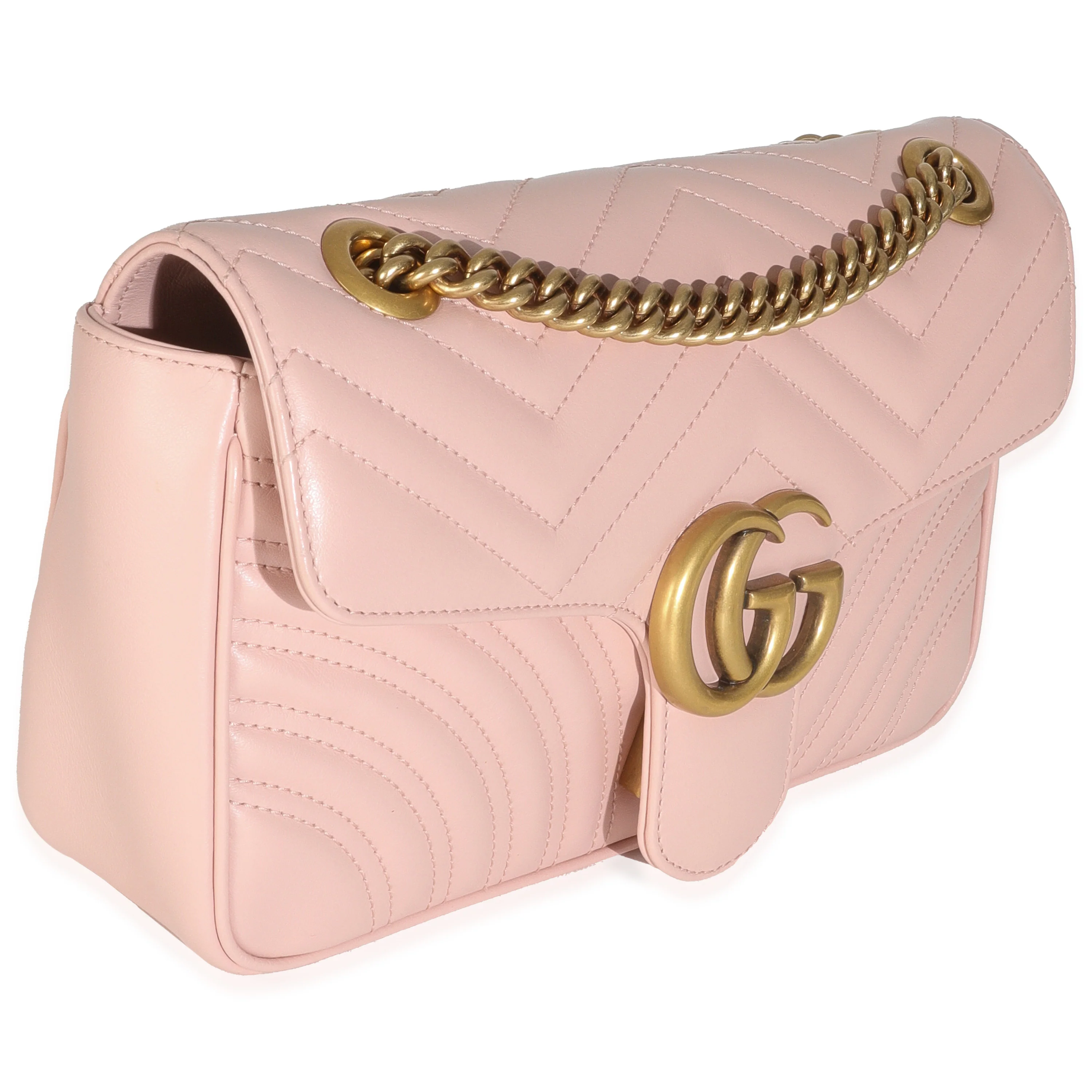 Pink Calfskin Matelasse Small GG Marmont Shoulder Bag - Image 3