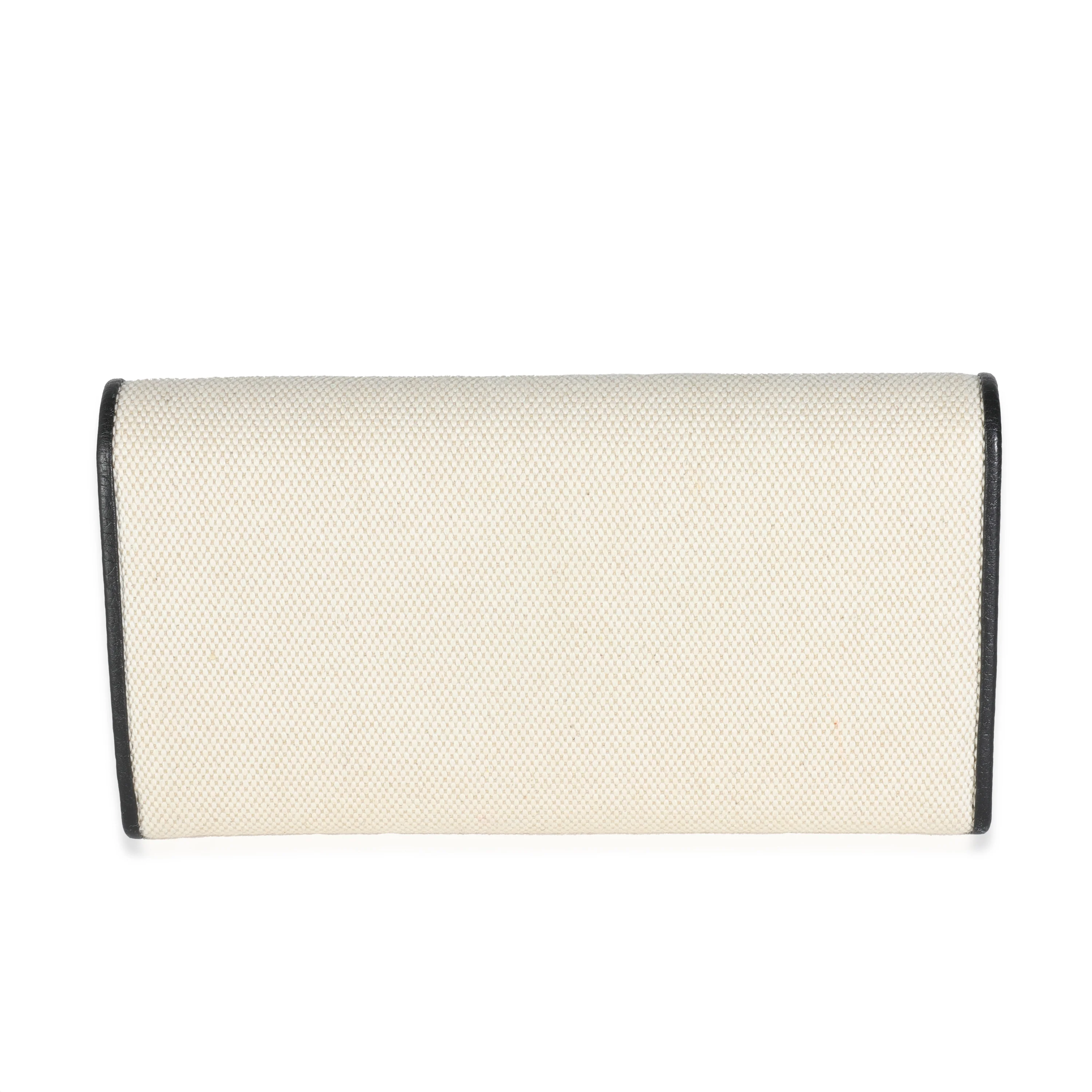 Black Taurillon Beige Canvas Capucines Wallet - Image 4