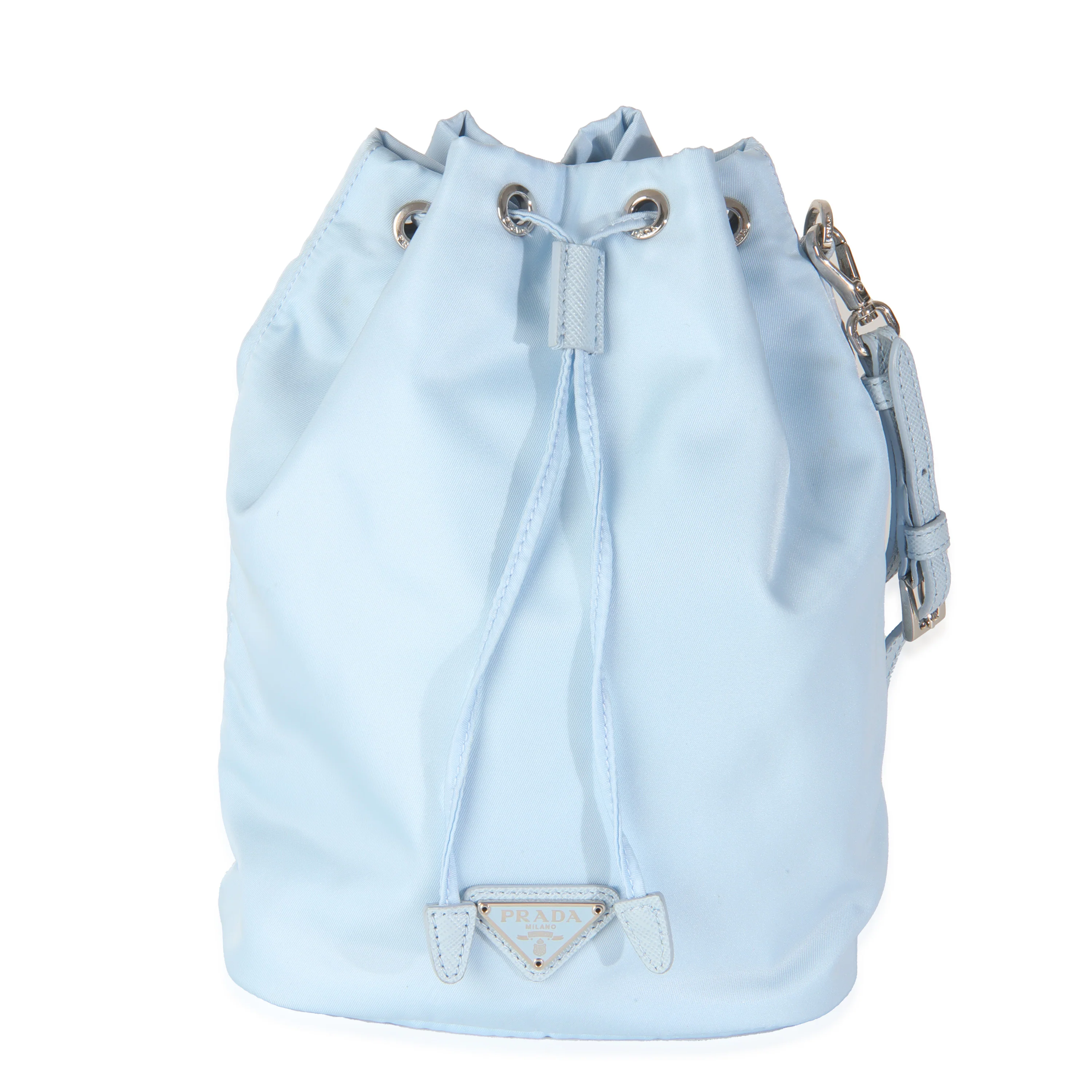 Light Blue Re-Nylon Drawstring Bucket Pouch