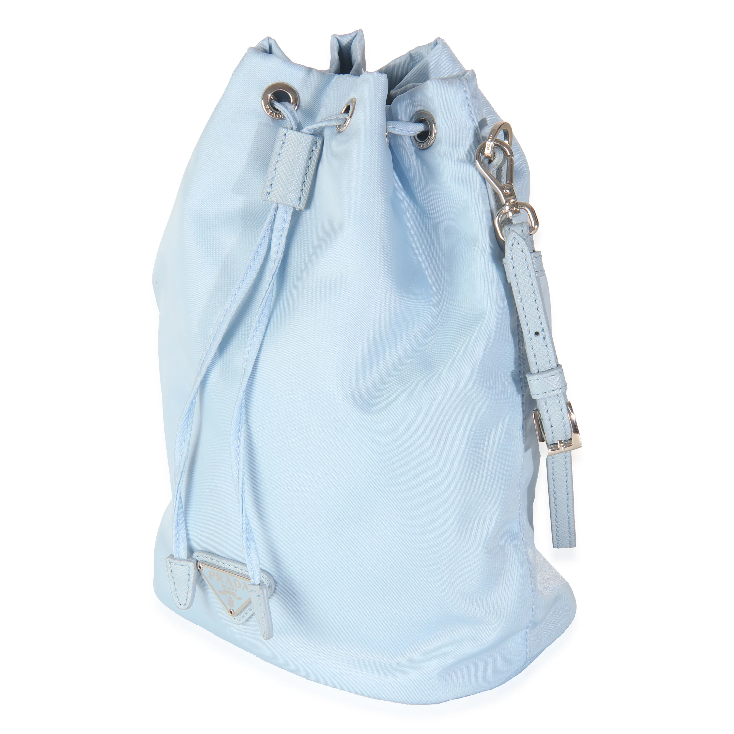 Light Blue Re-Nylon Drawstring Bucket Pouch - Image 2