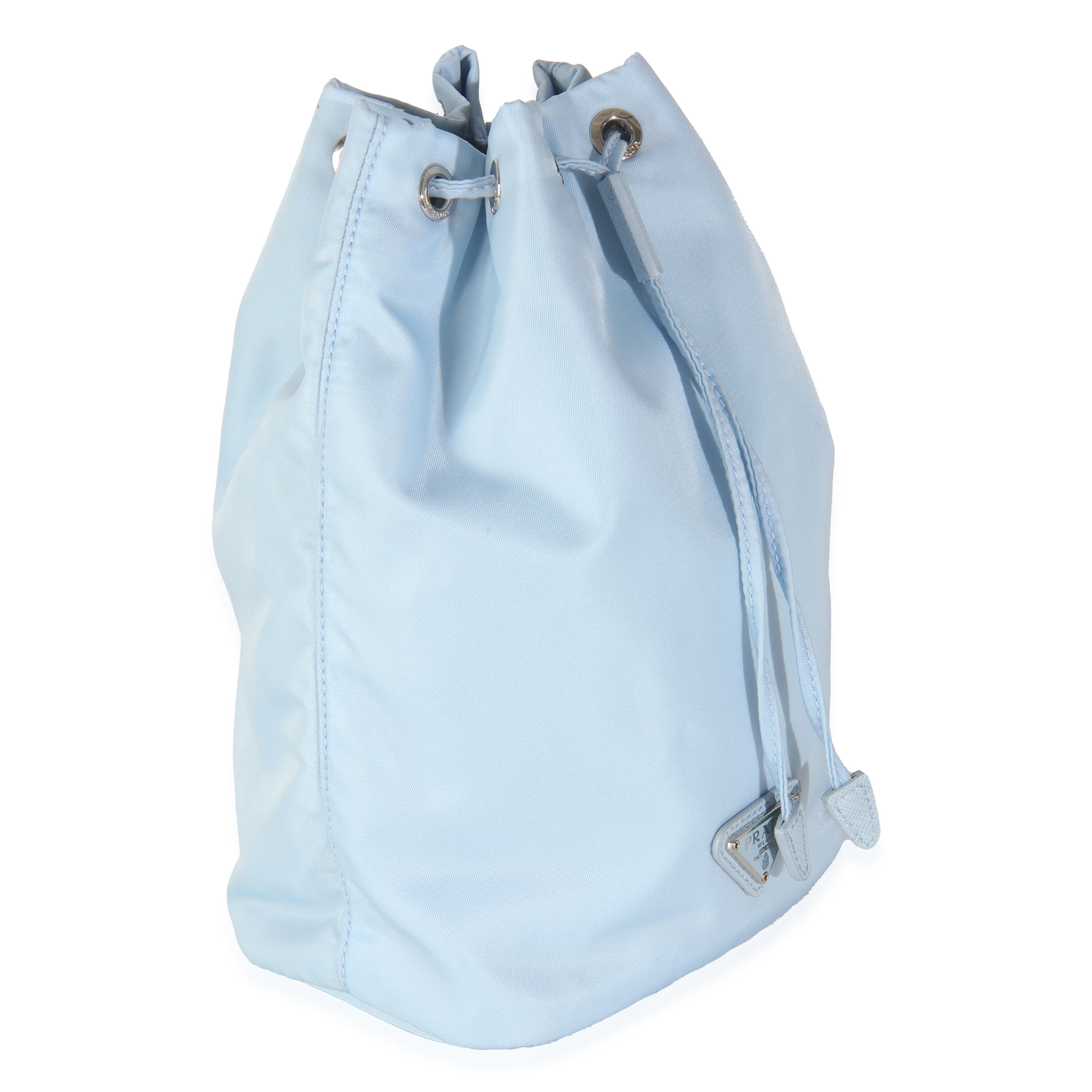 Light Blue Re-Nylon Drawstring Bucket Pouch - Image 3
