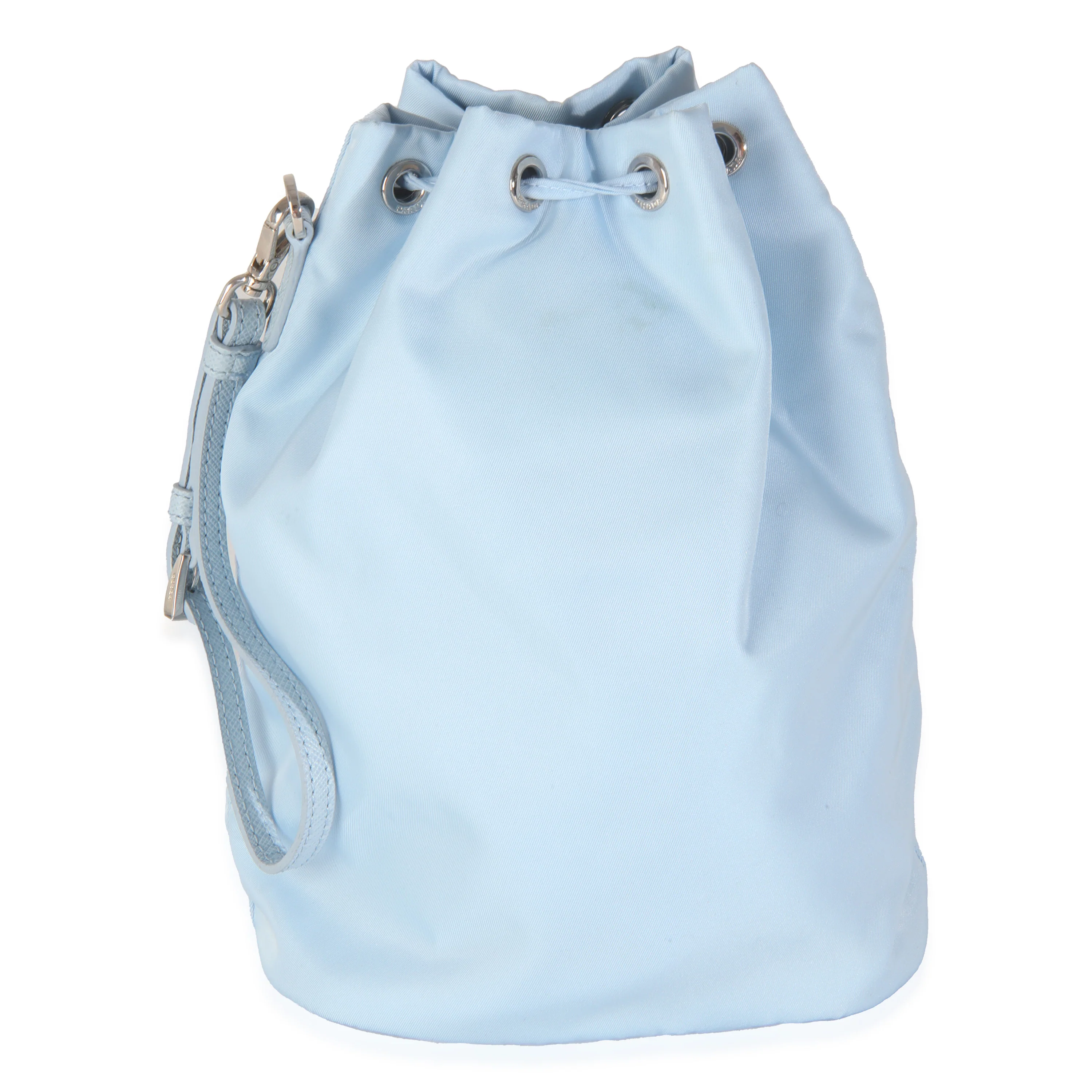 Light Blue Re-Nylon Drawstring Bucket Pouch - Image 4