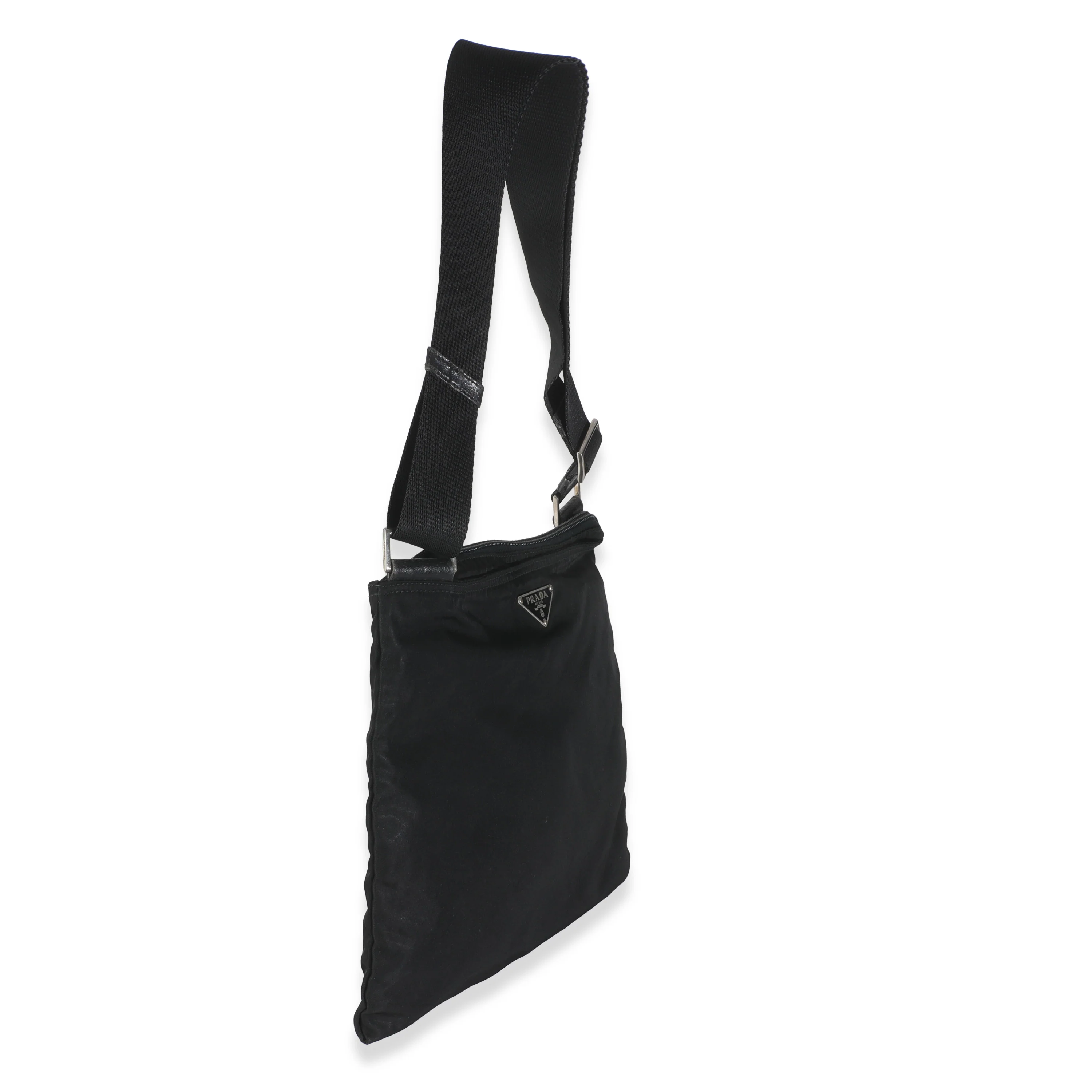 Black Nylon Logo Flat Messenger - Image 3