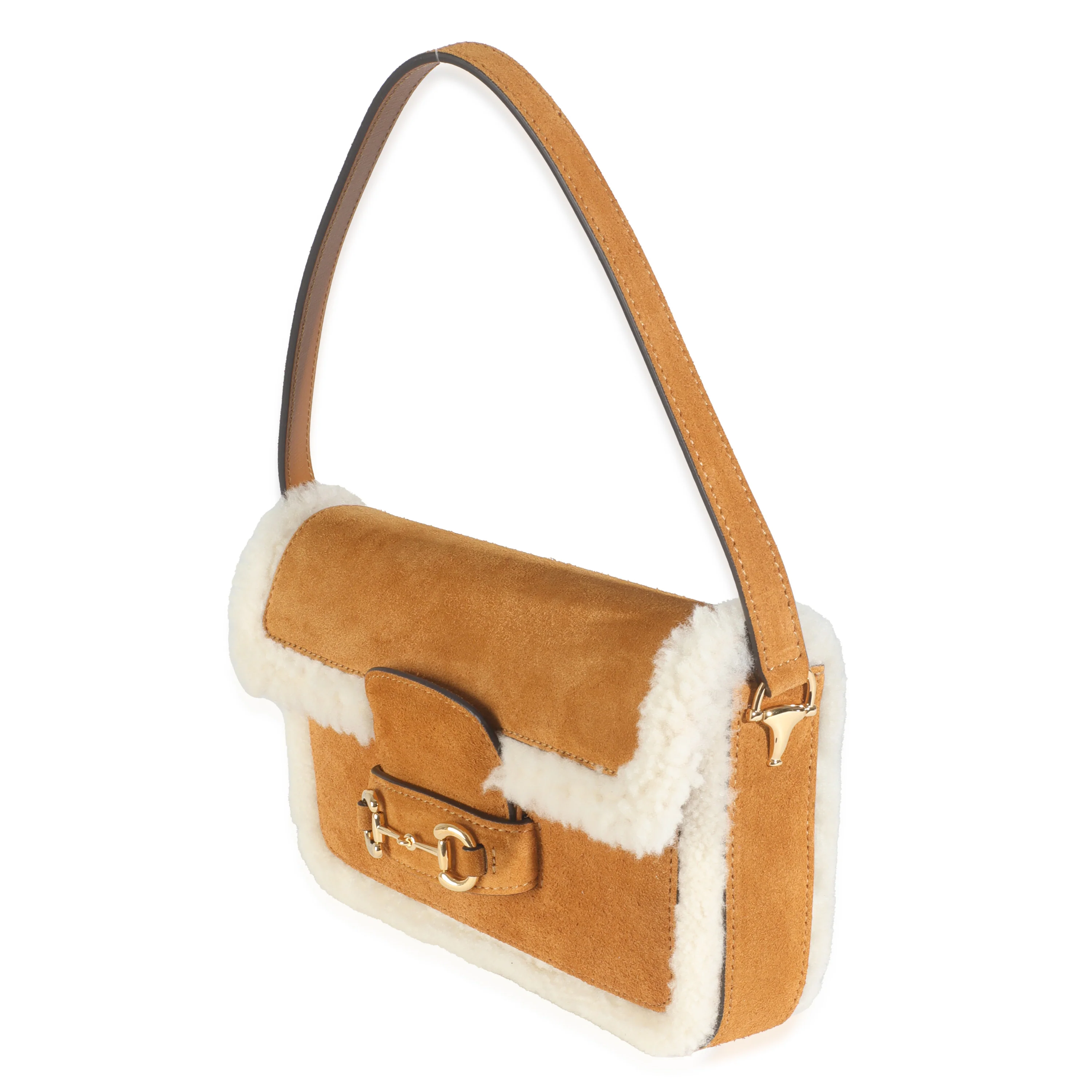 Honey Beige Suede Shearling Horsebit Mini 1955 Shoulder Bag - Image 2