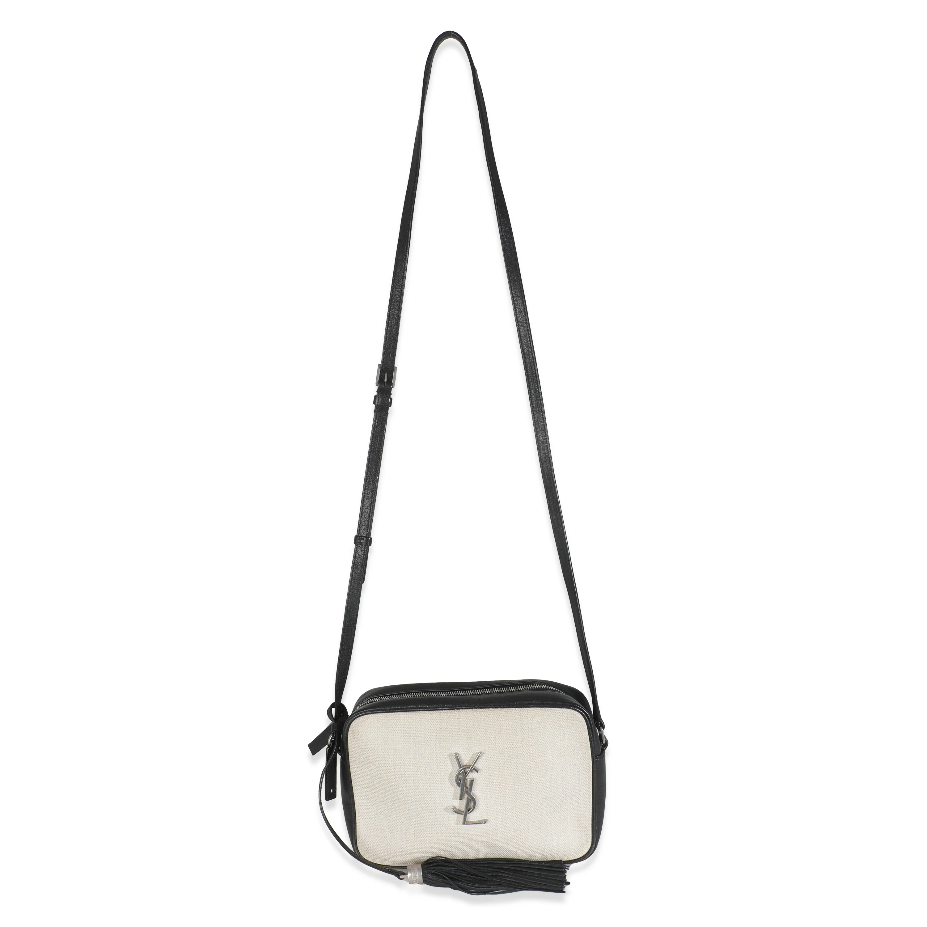 Beige Linen Canvas Black Lou Camera Bag - Image 8