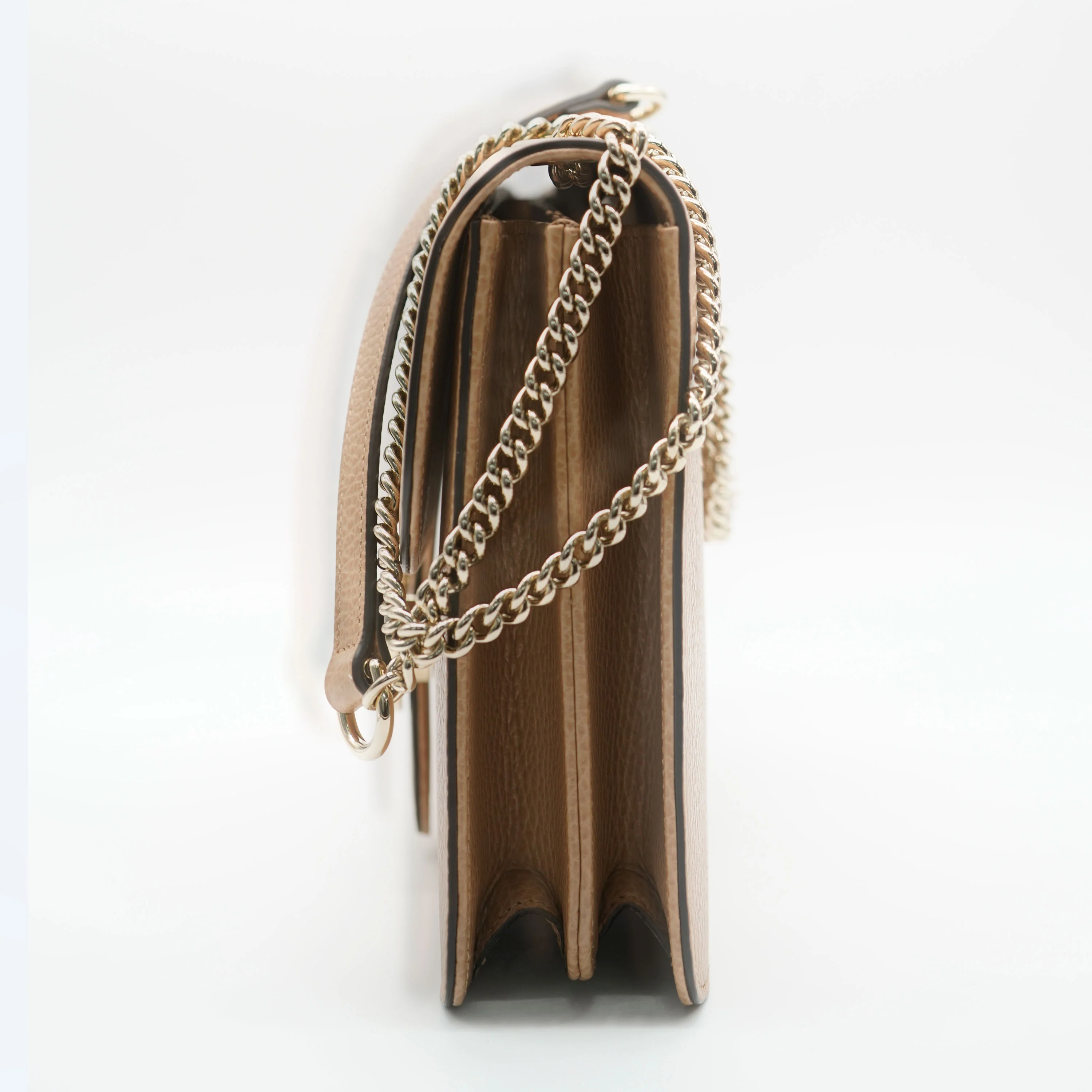 Beige Dollar Calfskin Medium Interlocking G Shoulder Bag - Image 3