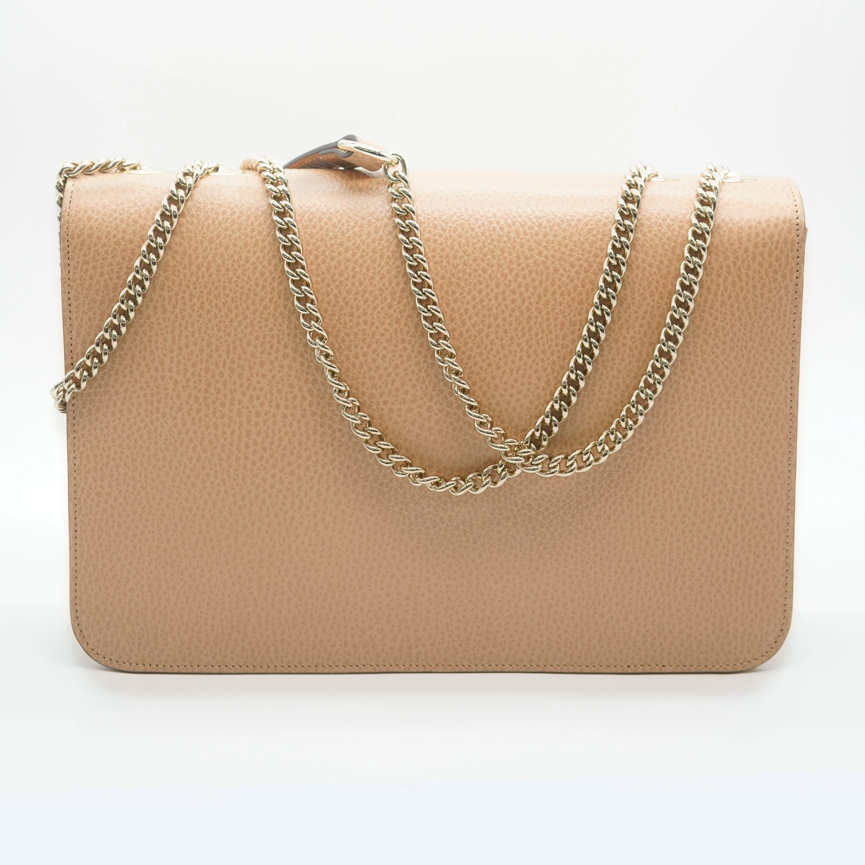 Beige Dollar Calfskin Medium Interlocking G Shoulder Bag - Image 4