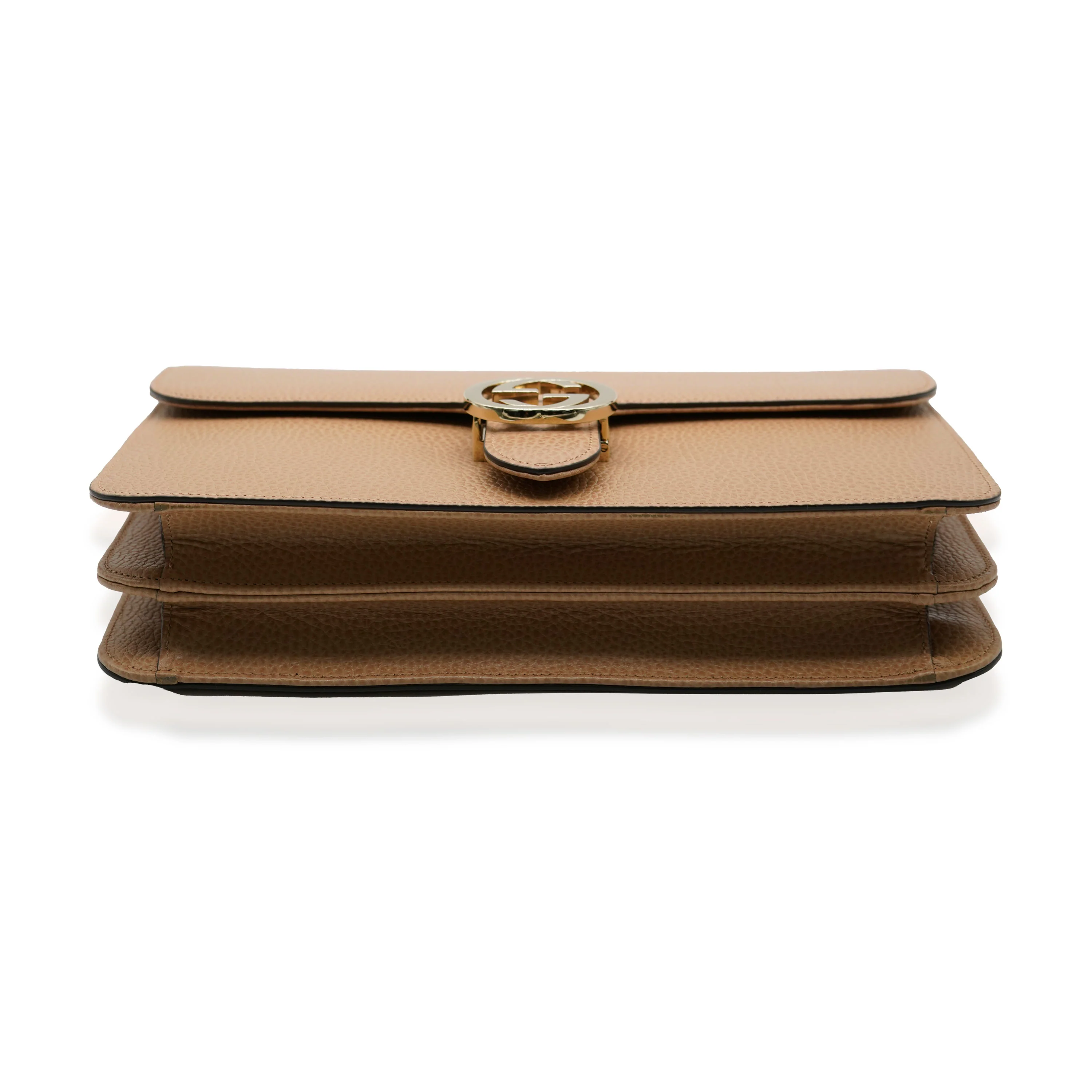 Beige Dollar Calfskin Medium Interlocking G Shoulder Bag - Image 5