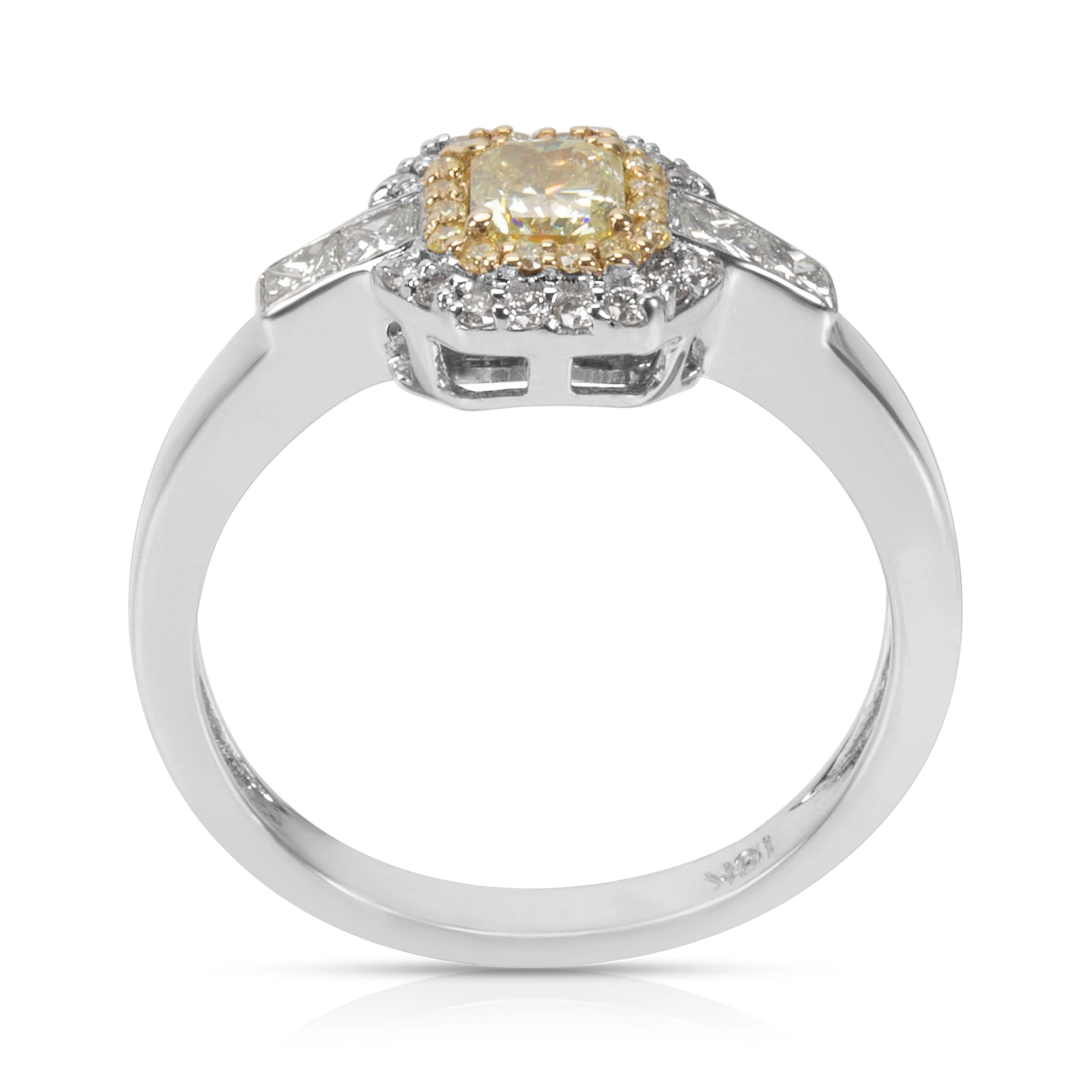 Yellow Diamond Halo Ring in 18KT Yellow Gold 0.68ctw - Image 3