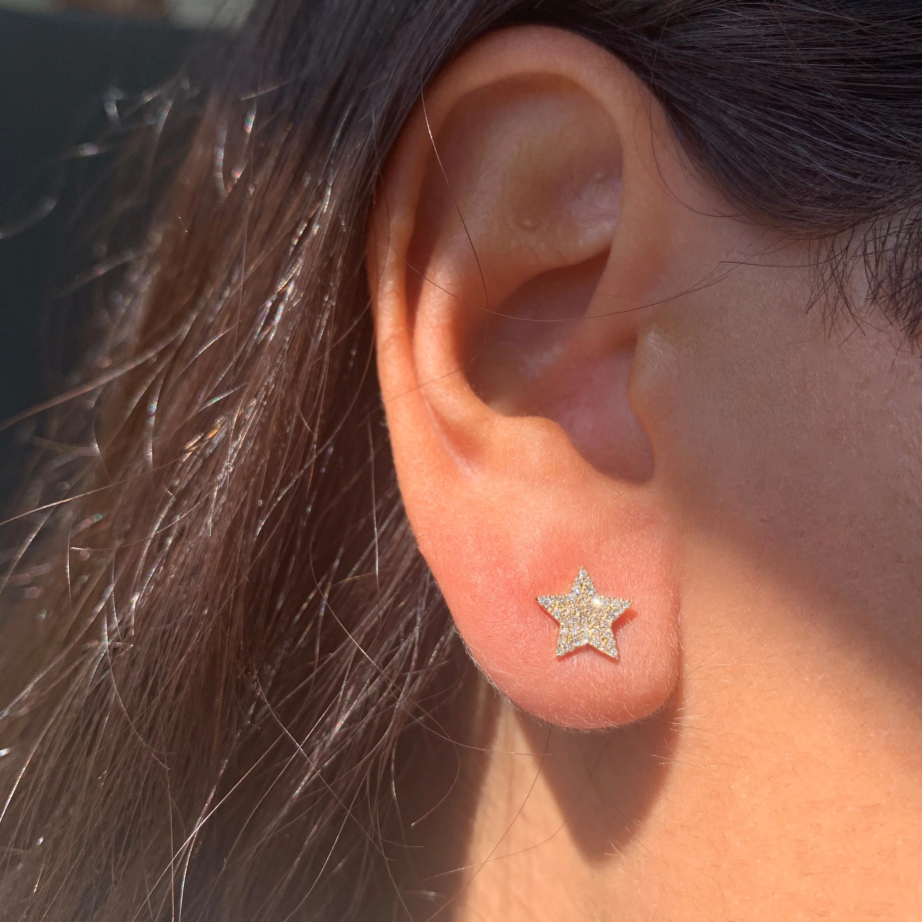 Diamond Star Earrings in 14k Yellow Gold 1/5 ctw - Image 3