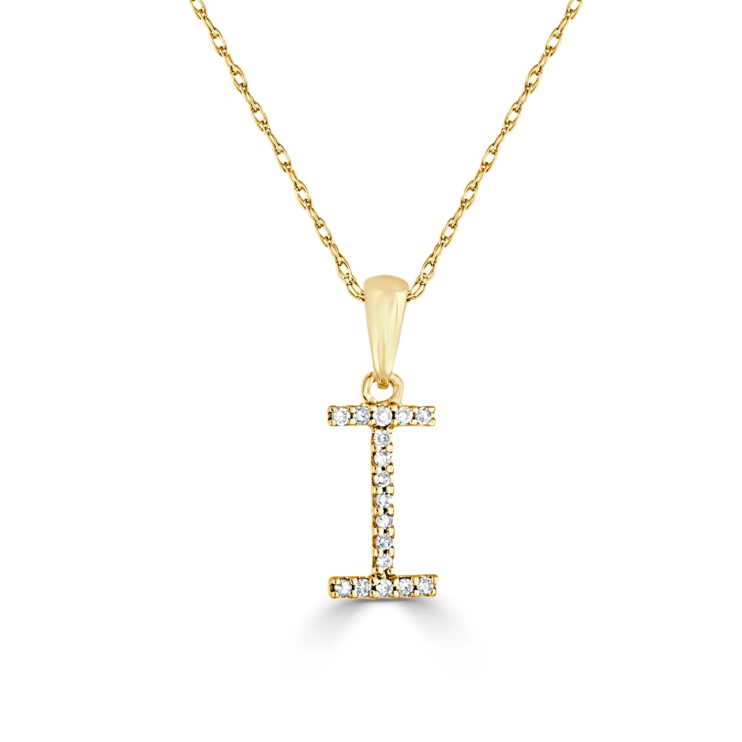 14k White Gold & Diamond Initial Necklace- I - Image 3