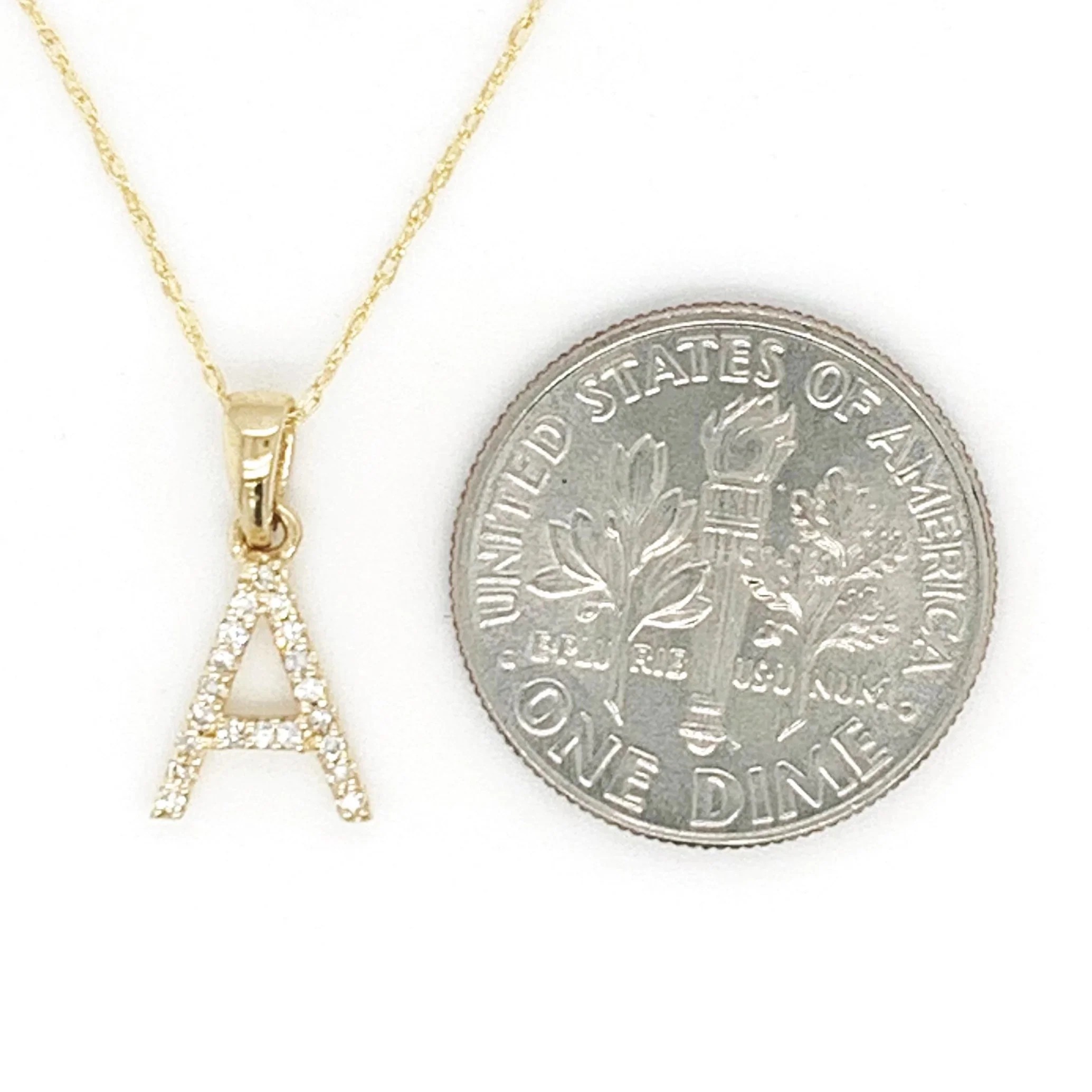 14k Gold & Diamond Initial Necklace- L - Image 3