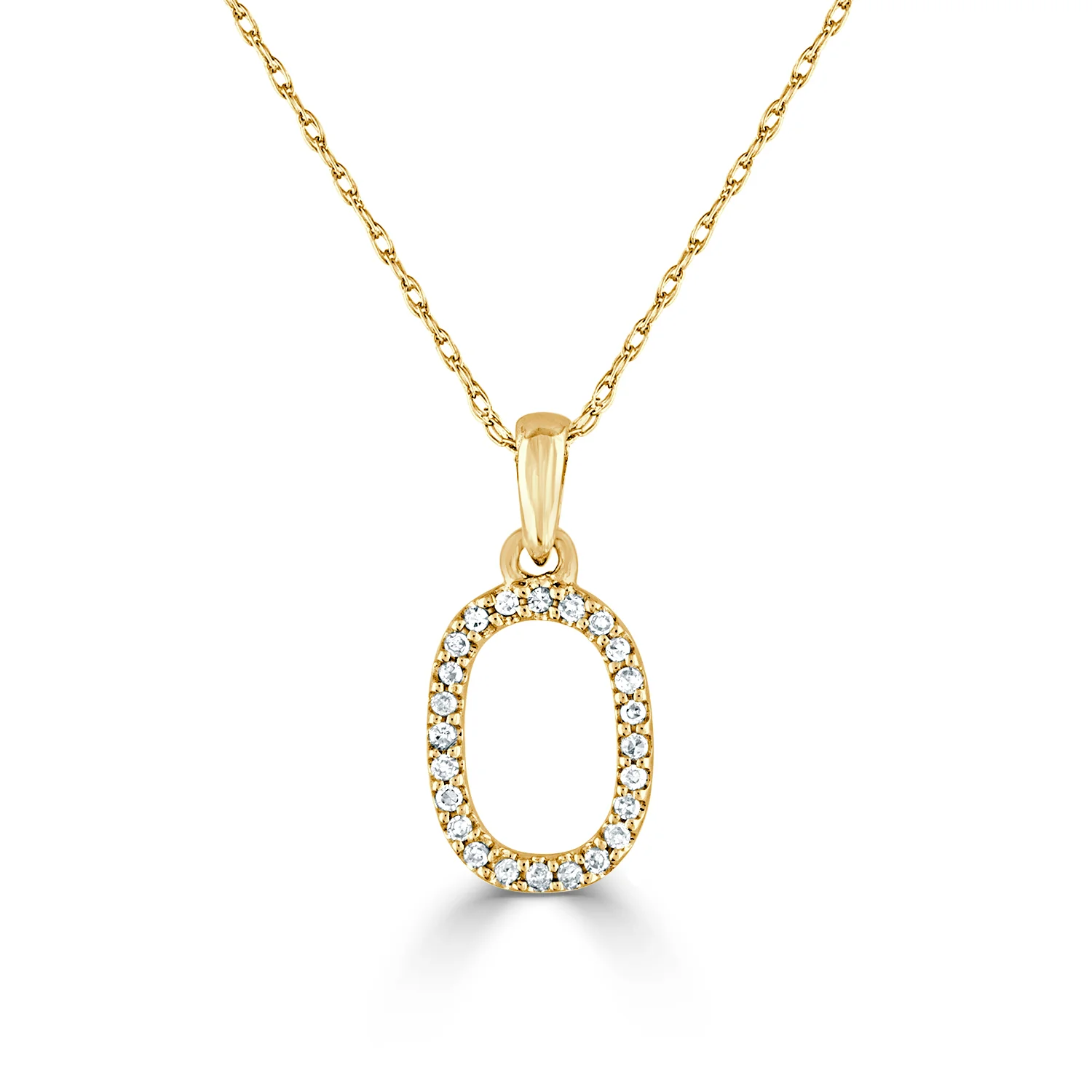 Diamond Initial Necklace O in 14K White Gold (0.06 CTW) - Image 3