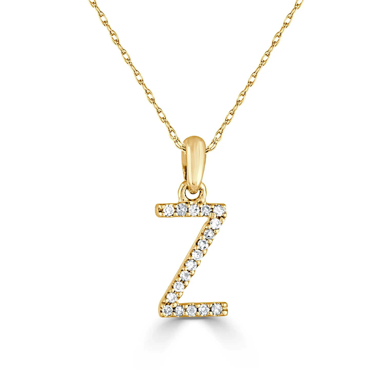 White 14k Gold & Diamond Initial Necklace- Z - Image 3