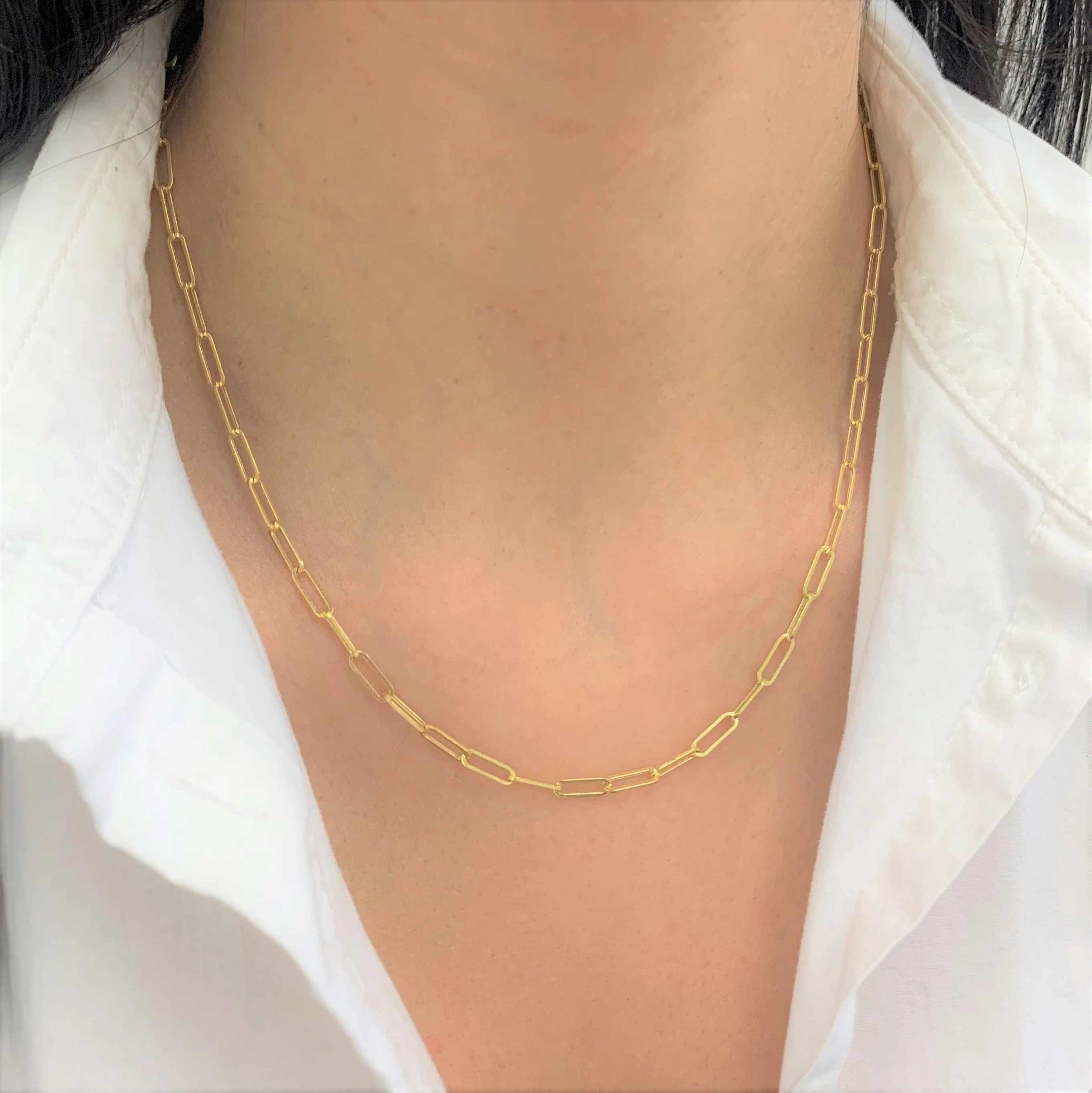 Paperclip Link Necklace in 14K Yellow Gold - Image 3