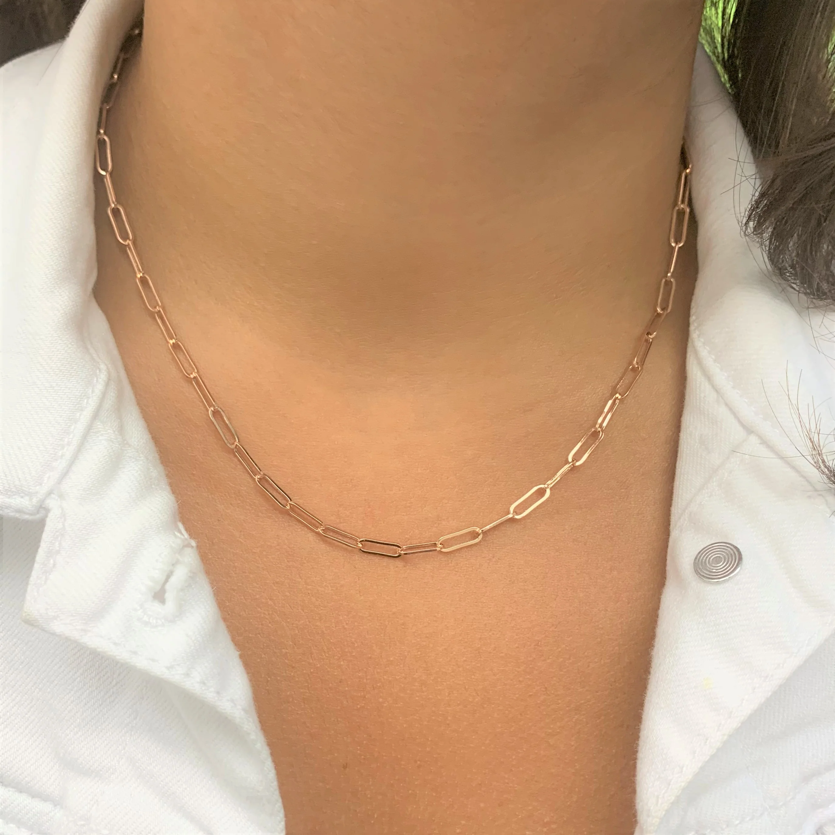 Paperclip Link Necklace in 14K Rose Gold - Image 3