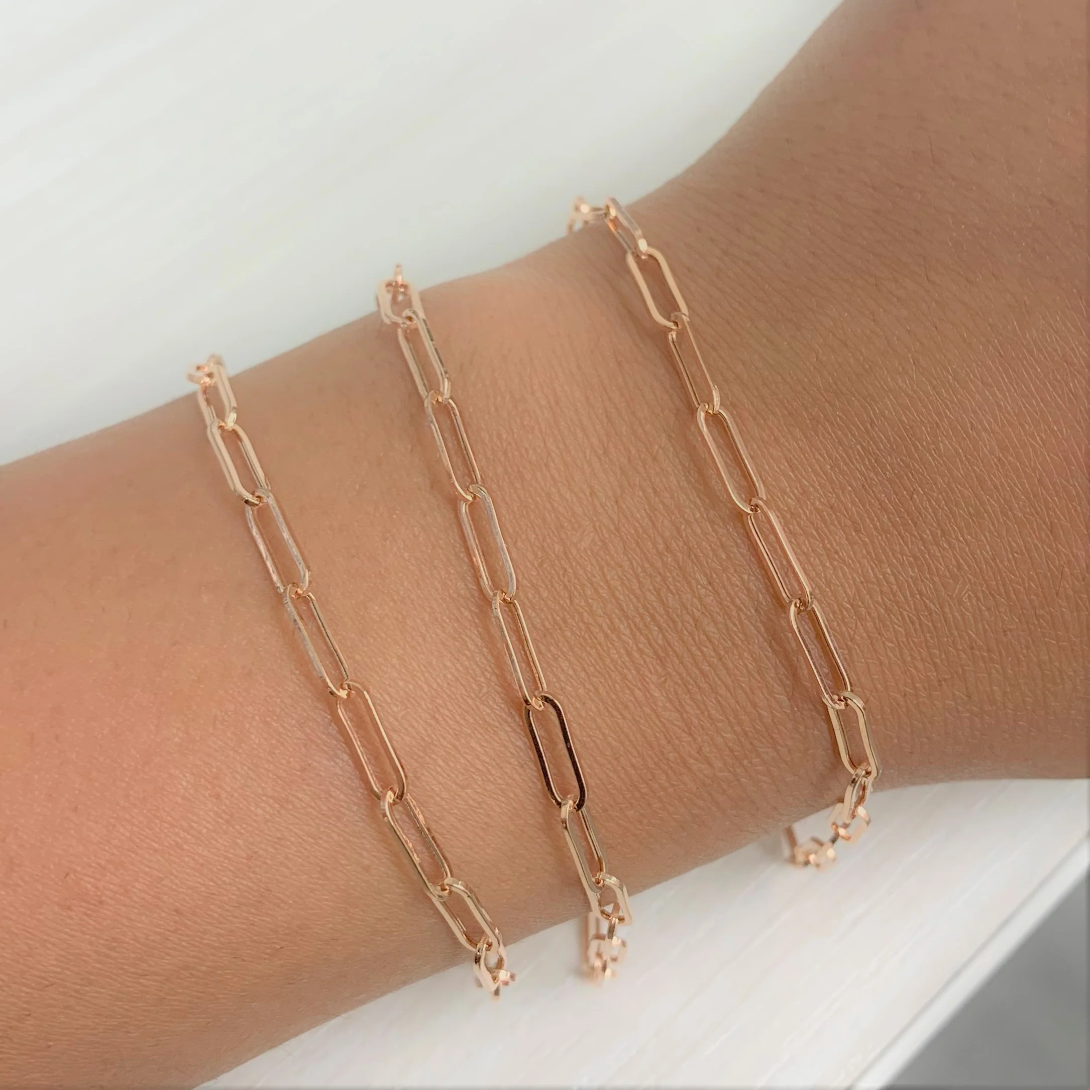 Paperclip Link Bracelet in 14K Rose Gold - Image 3
