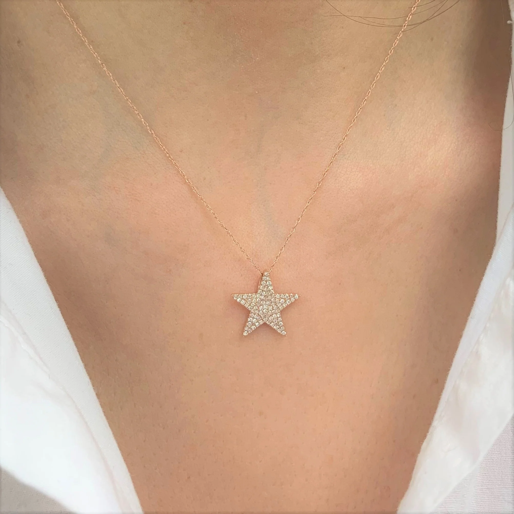 Diamond Star Necklace in 14K White Gold - Image 3