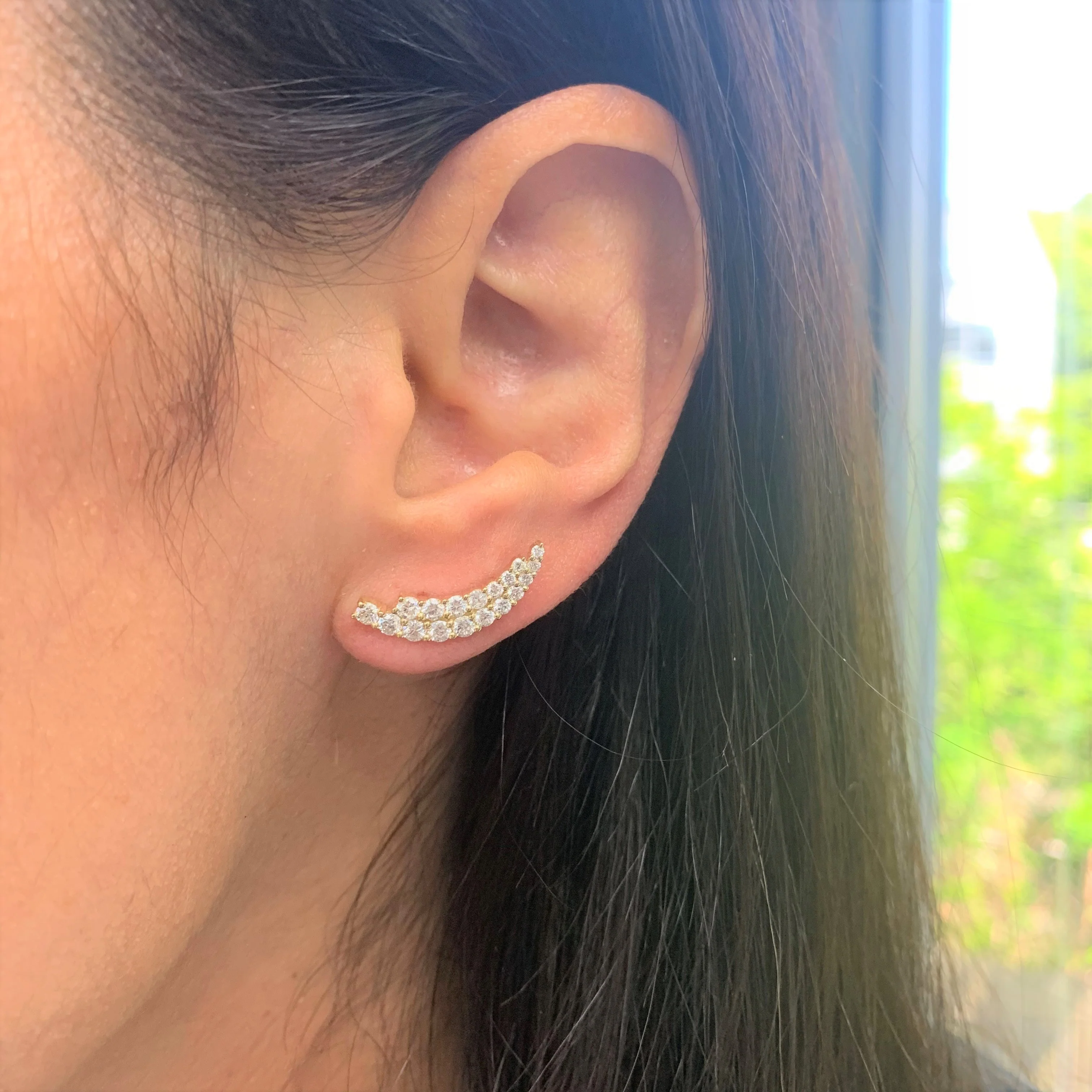 Diamond Earring Climbers in 14K Gold - Image 3