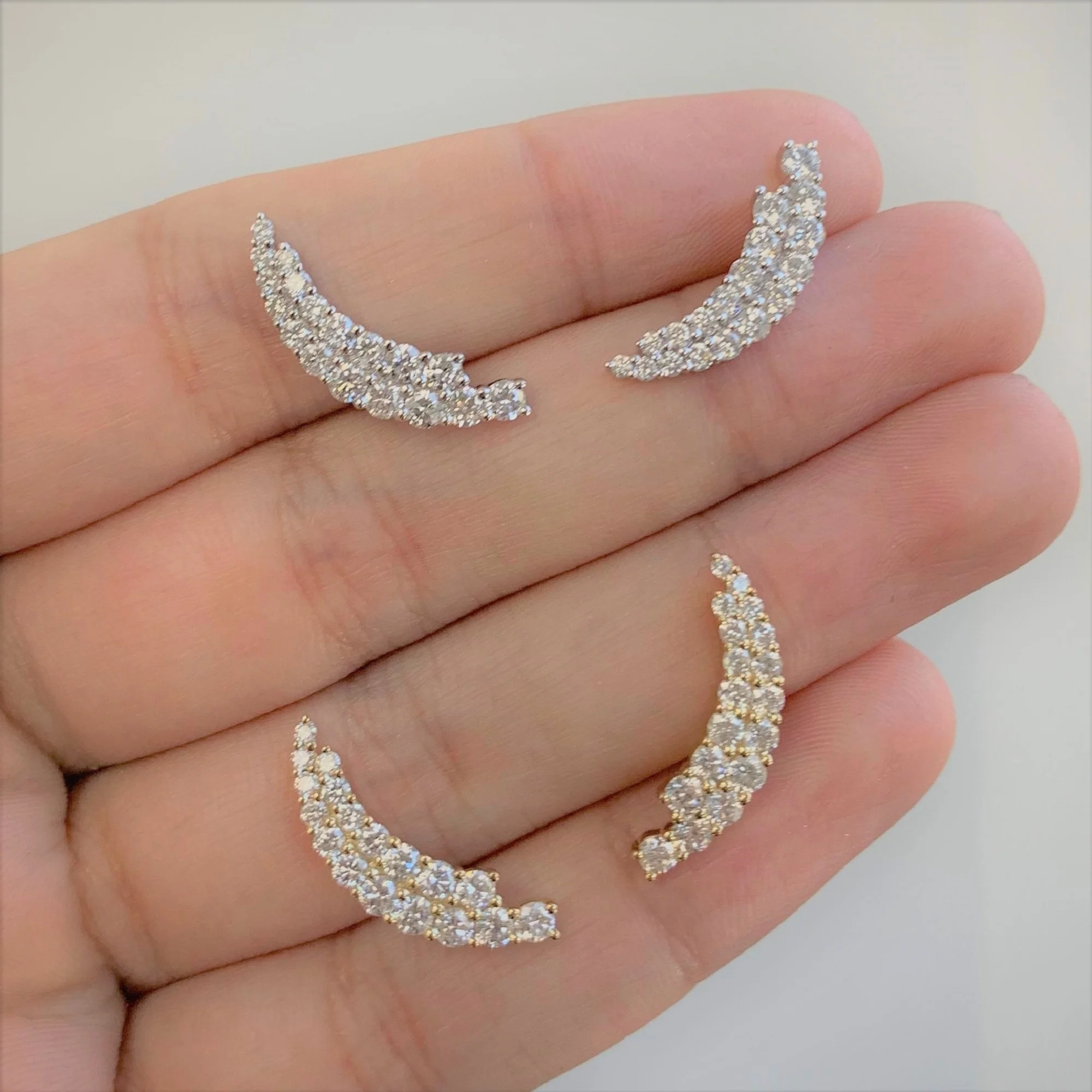 Diamond Earring Climbers in 14K Gold - Image 2