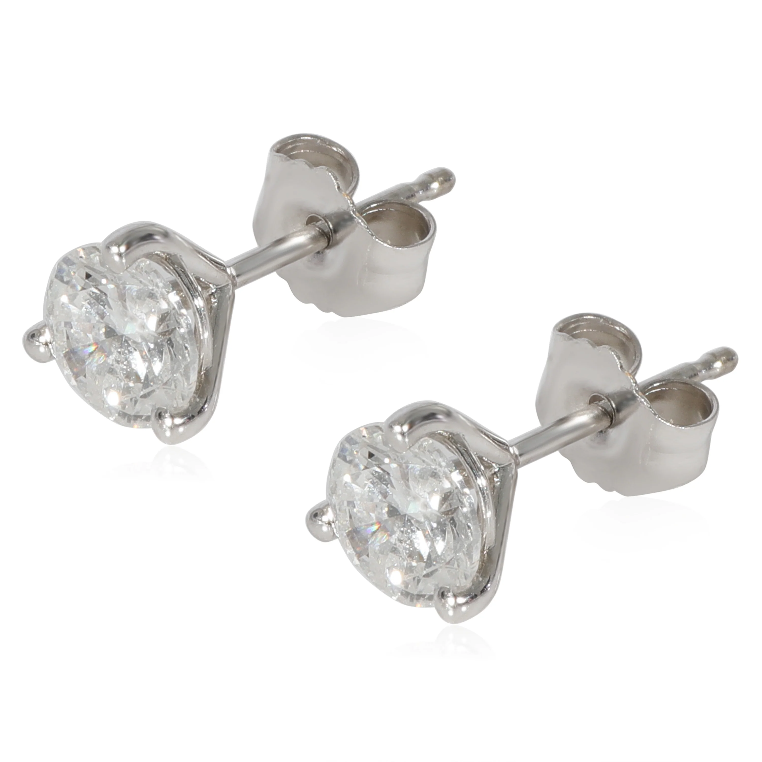 Diamond Stud Earrings 3-Prong in 14K White Gold (1.01 CTW) - Image 2