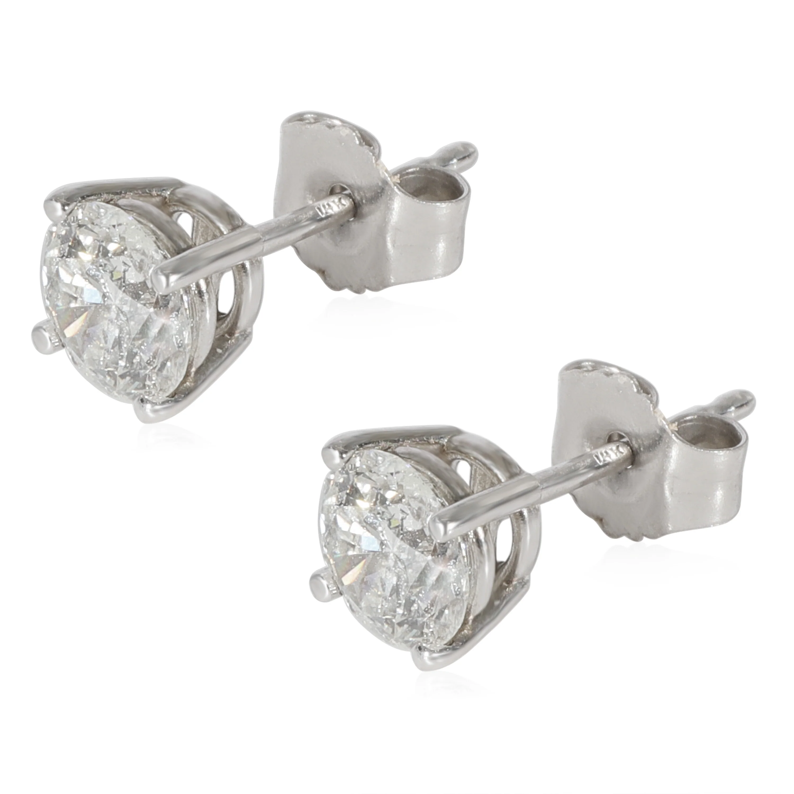 Diamond Stud Earrings 4-Prong in 14K White Gold (1.02 CTW) - Image 2