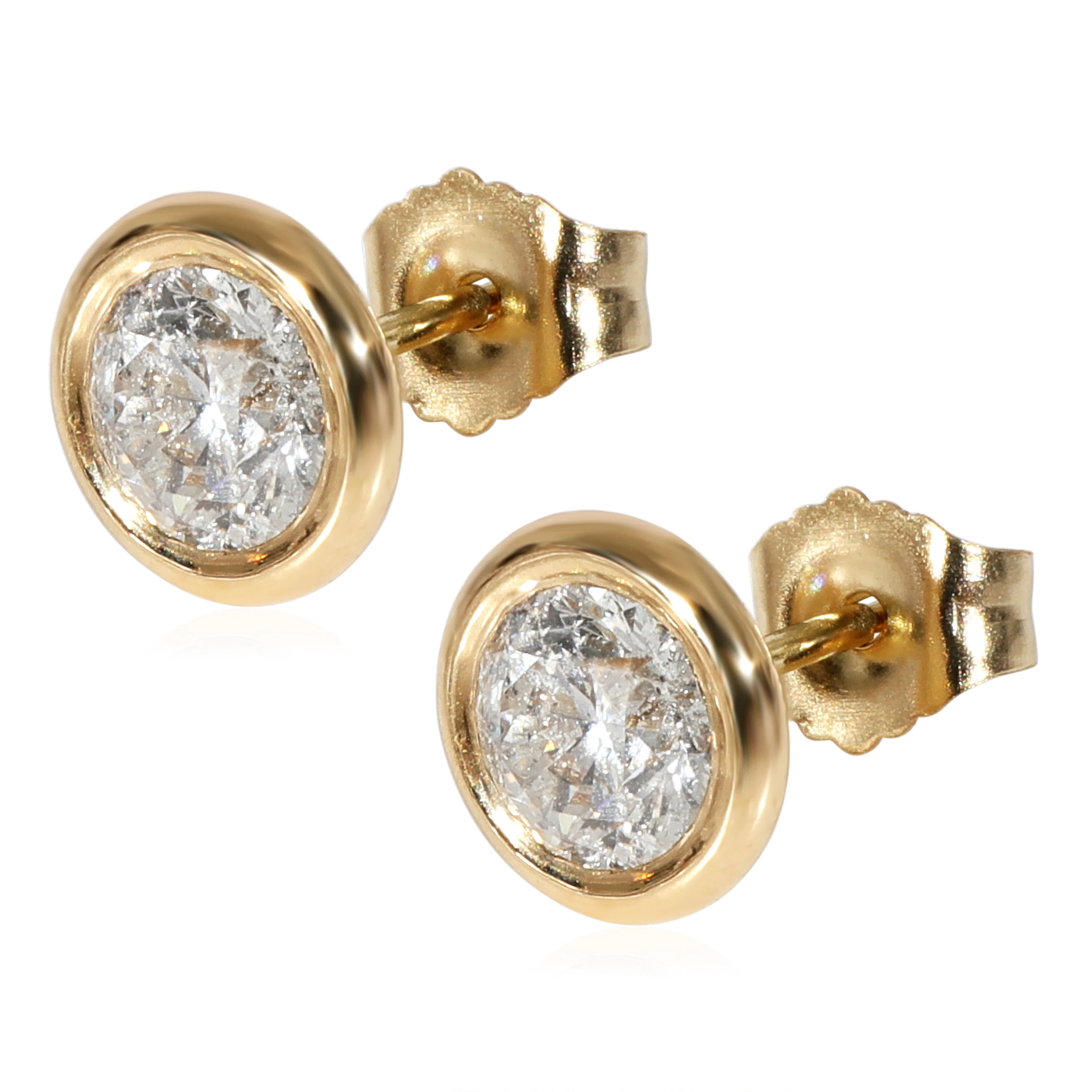 Diamond Bezel Set Stud Earrings in 14K Yellow Gold (1.02 CTW) - Image 2