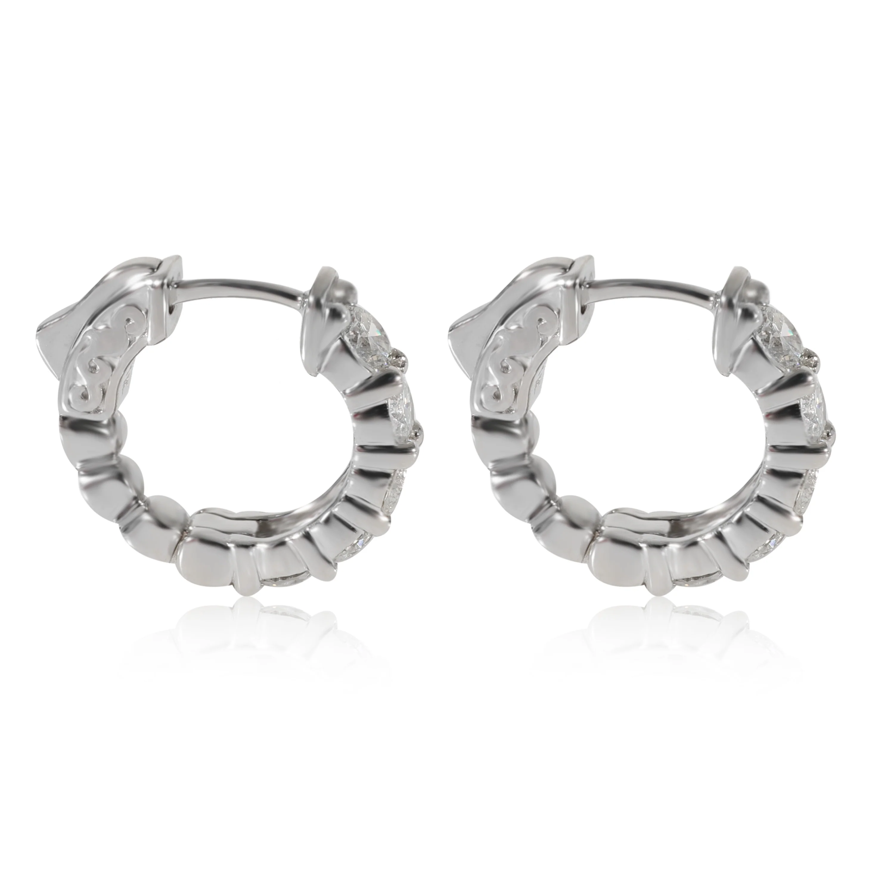 Diamond Mini Hoop Earrings in 14K White Gold 1.50 CTW - Image 2