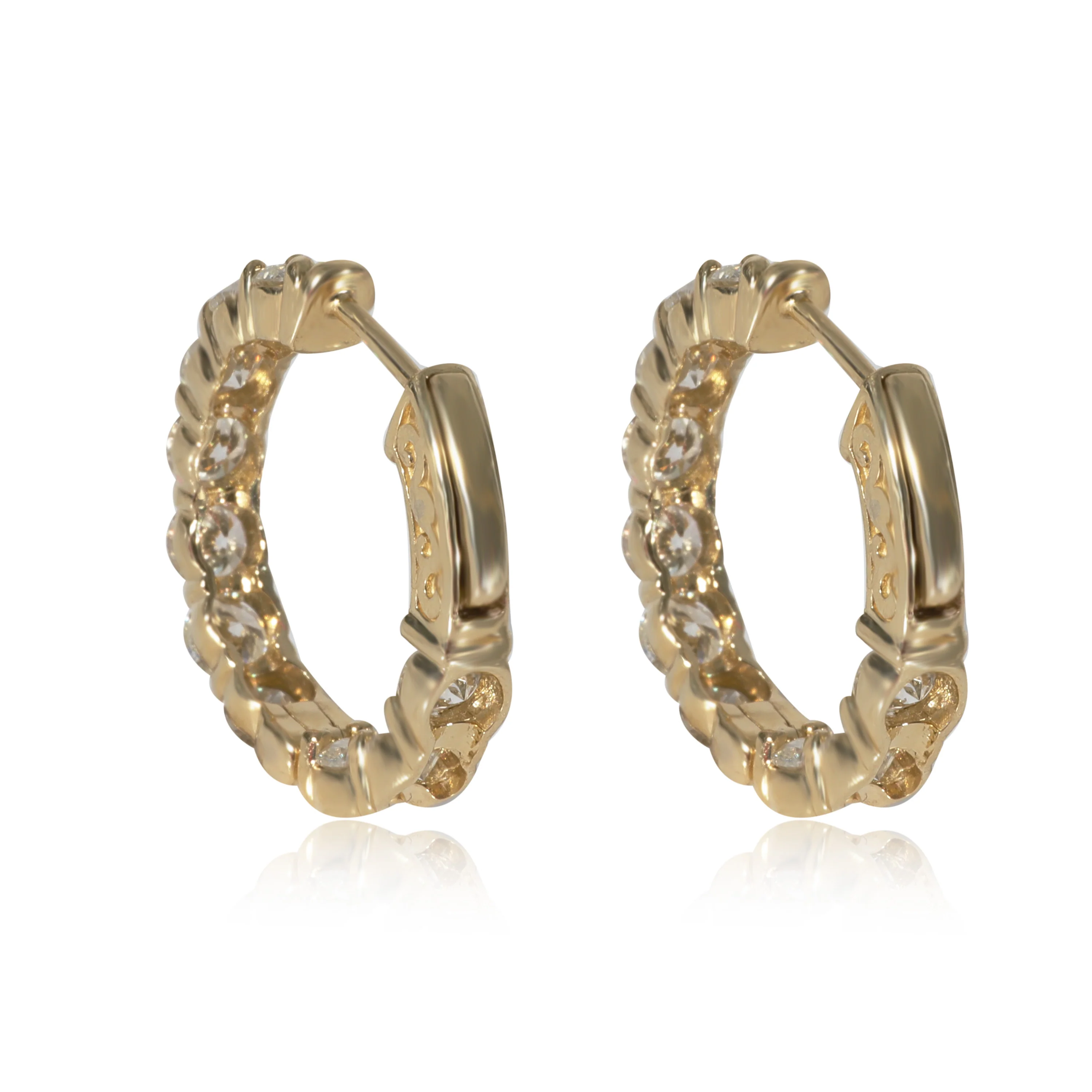 Diamond In and Out Hoops in 14K Yellow Gold (3.88 CTW) - Image 3