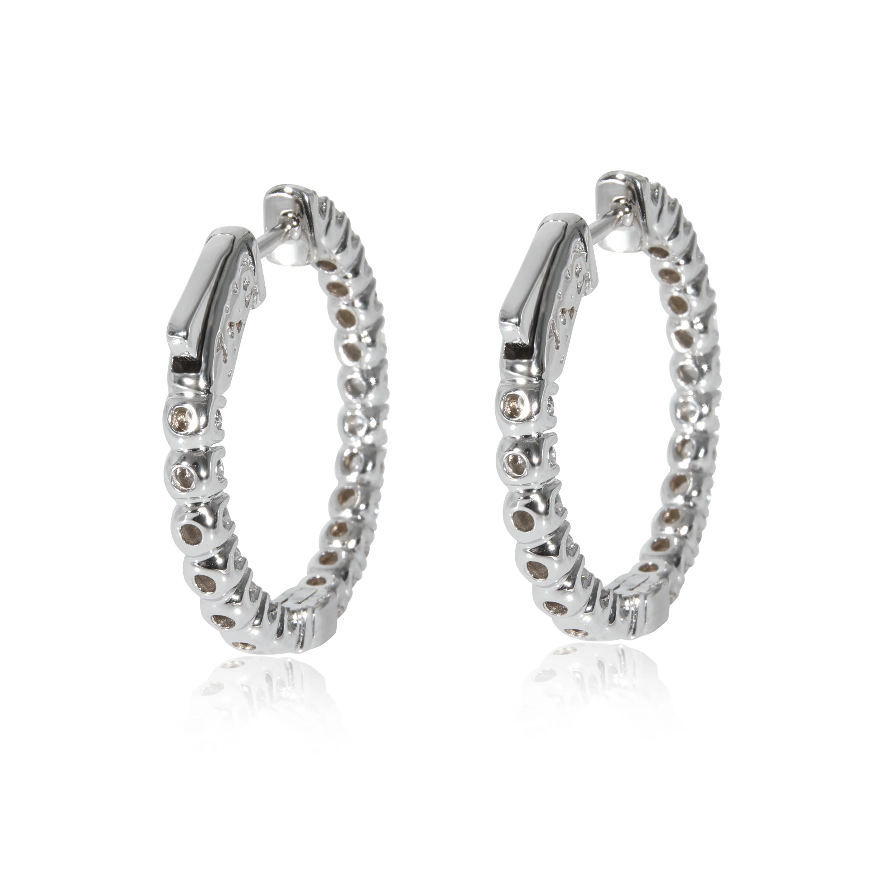 Diamond In and Out Hoop Earrings in 14K White Gold (2.0.0 CTW G-H/SI) - Image 3