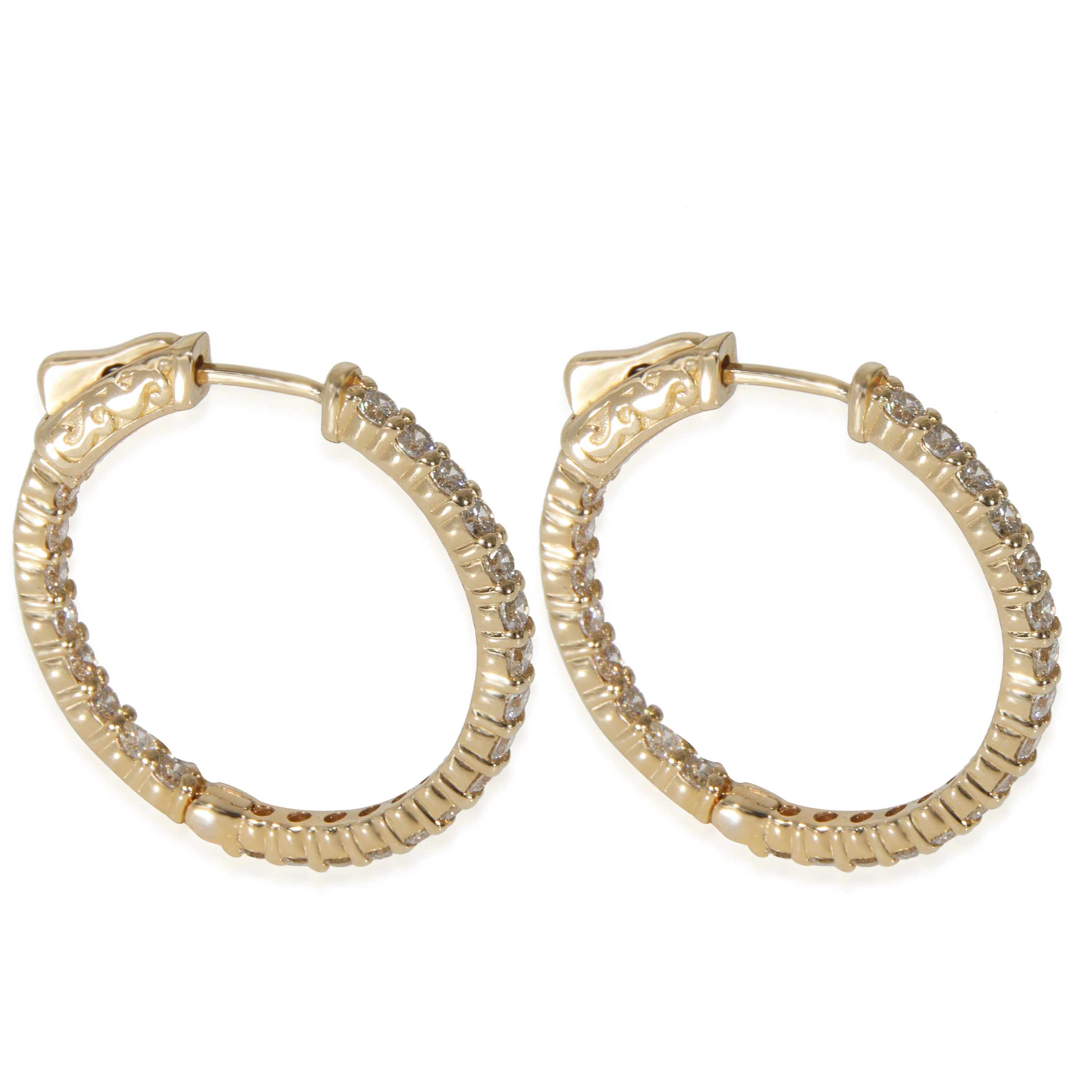 Diamond In and Out Hoop Earrings in 14K Yellow Gold (1.50 CTW) - Image 2