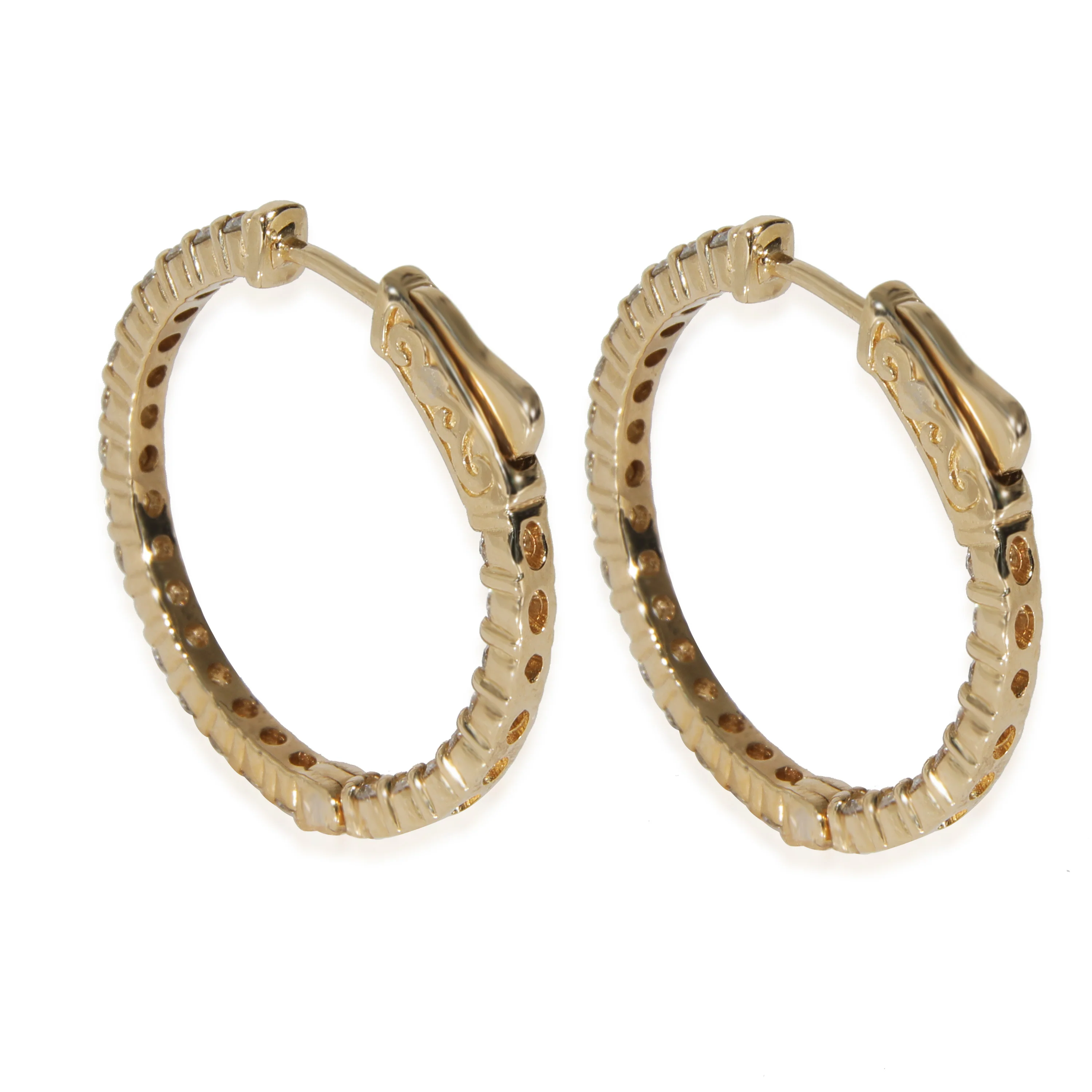 Diamond In and Out Hoop Earrings in 14K Yellow Gold (1.50 CTW) - Image 3