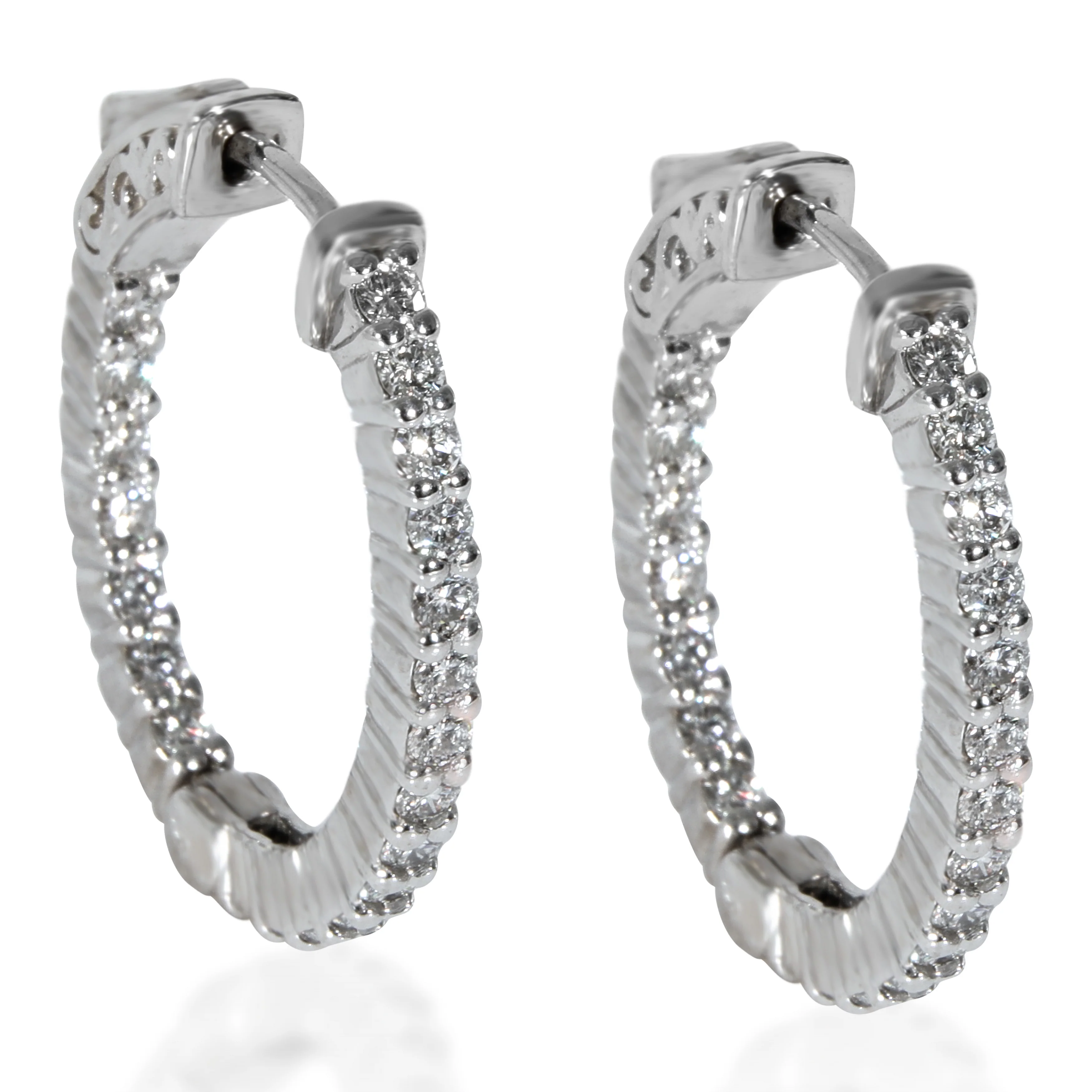 Diamond In and Out Oval Hoops Earrings (1.17 CTW)