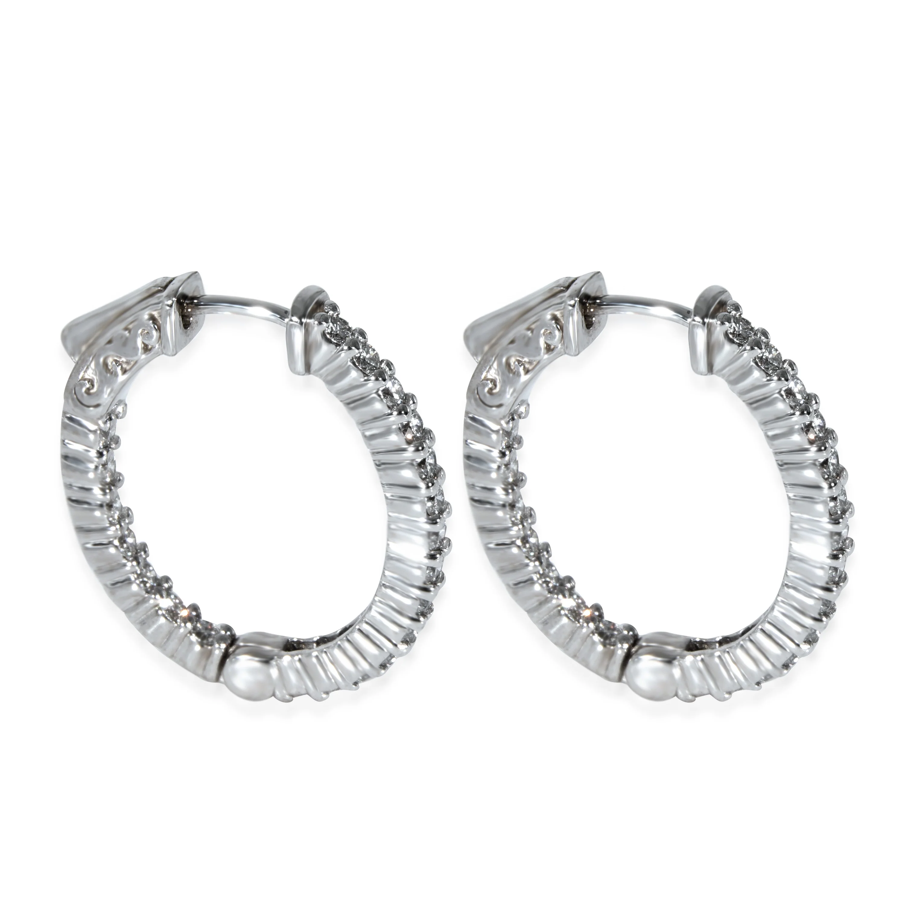 Diamond In and Out Oval Hoops Earrings (1.17 CTW) - Image 2