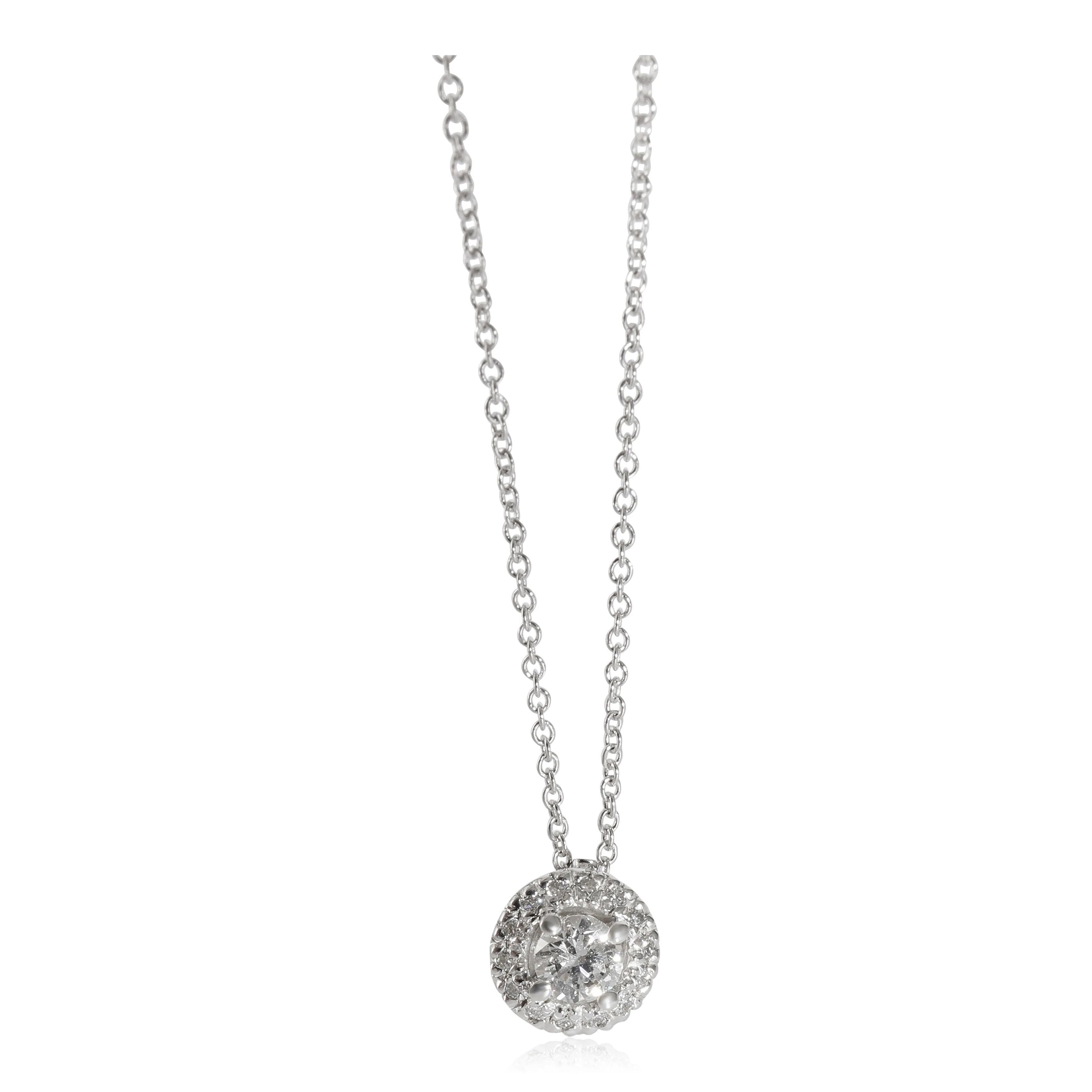 Diamond Halo Necklace in 14K White Gold (1/3 Ctw) on a Chain