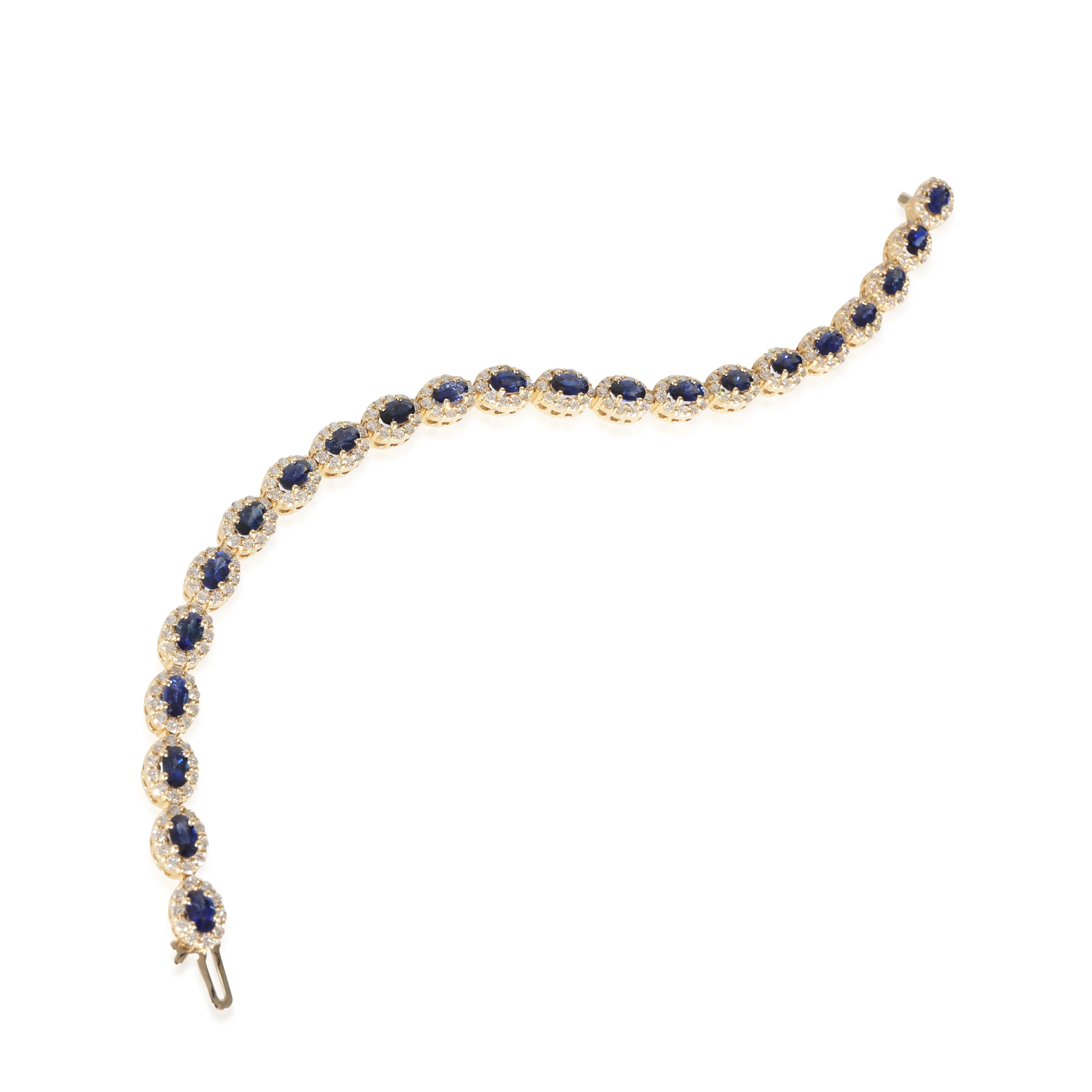 Diamond & Sapphire Linked Ovals Bracelet in 14K Yellow Gold (9.45 CTW Sapphires) - Image 2