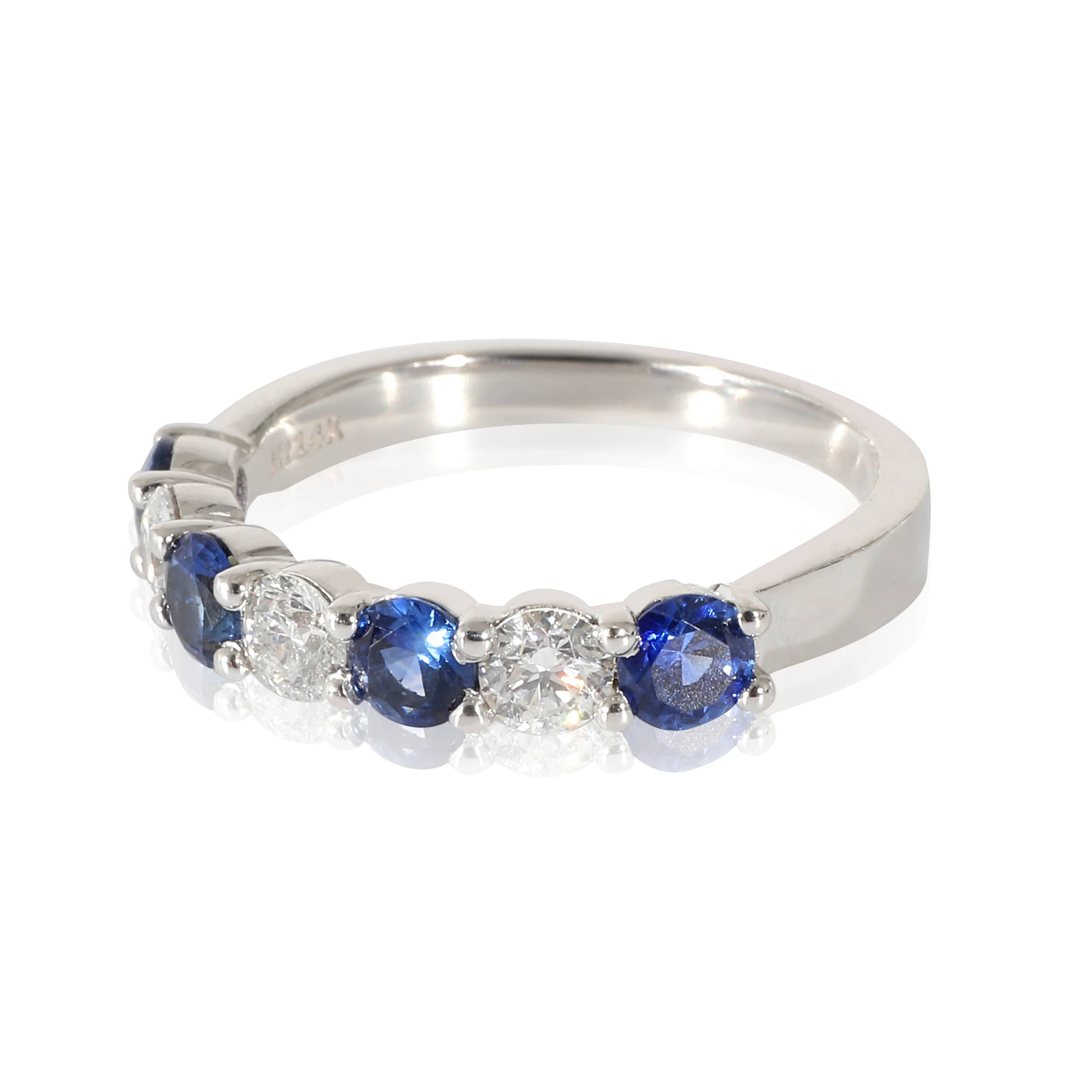 Diamond & Sapphire Band in 14K White Gold (0.51 CTW) - Image 2