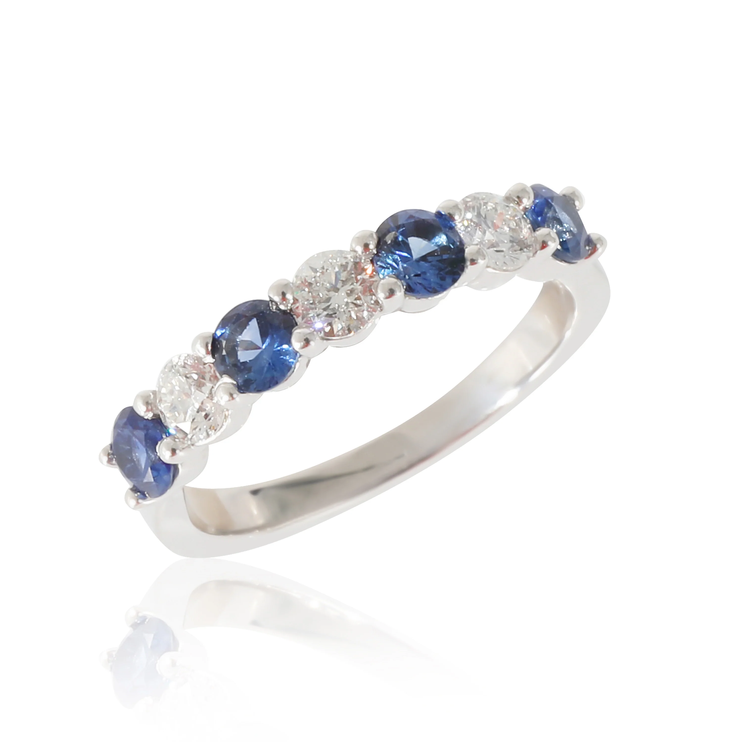 Diamond & Sapphire Band in 14K White Gold (0.51 CTW) - Image 5