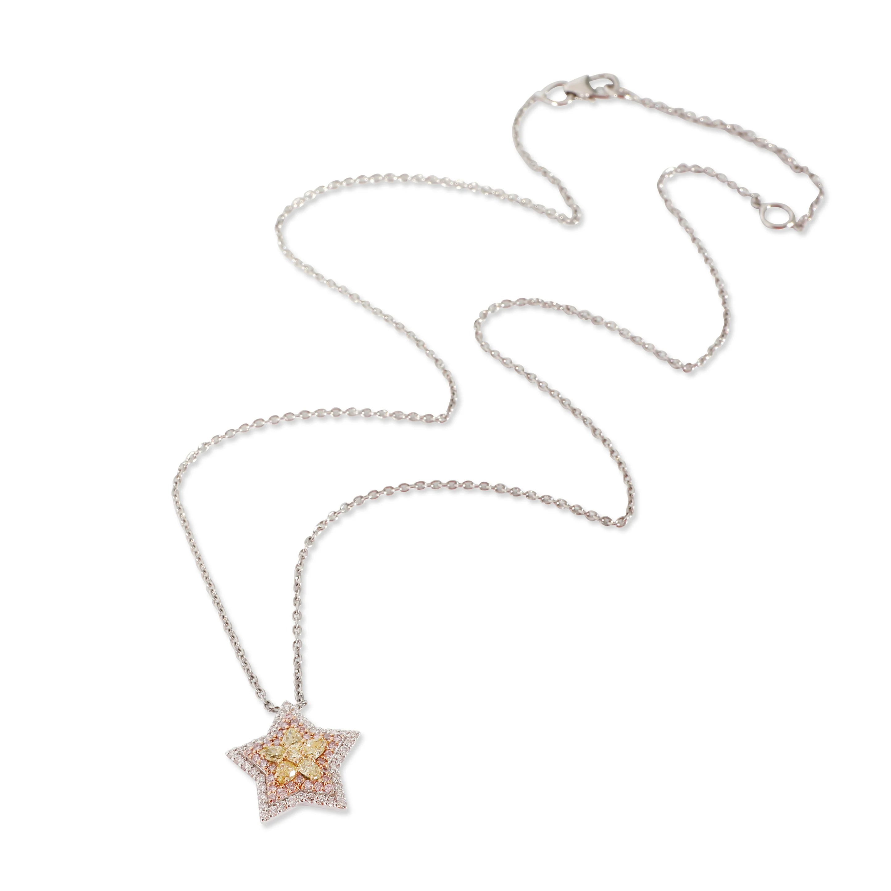 18K White Gold & Rose Gold Fancy Color Diamond Star Pendant, .84 Ctw. - Image 3