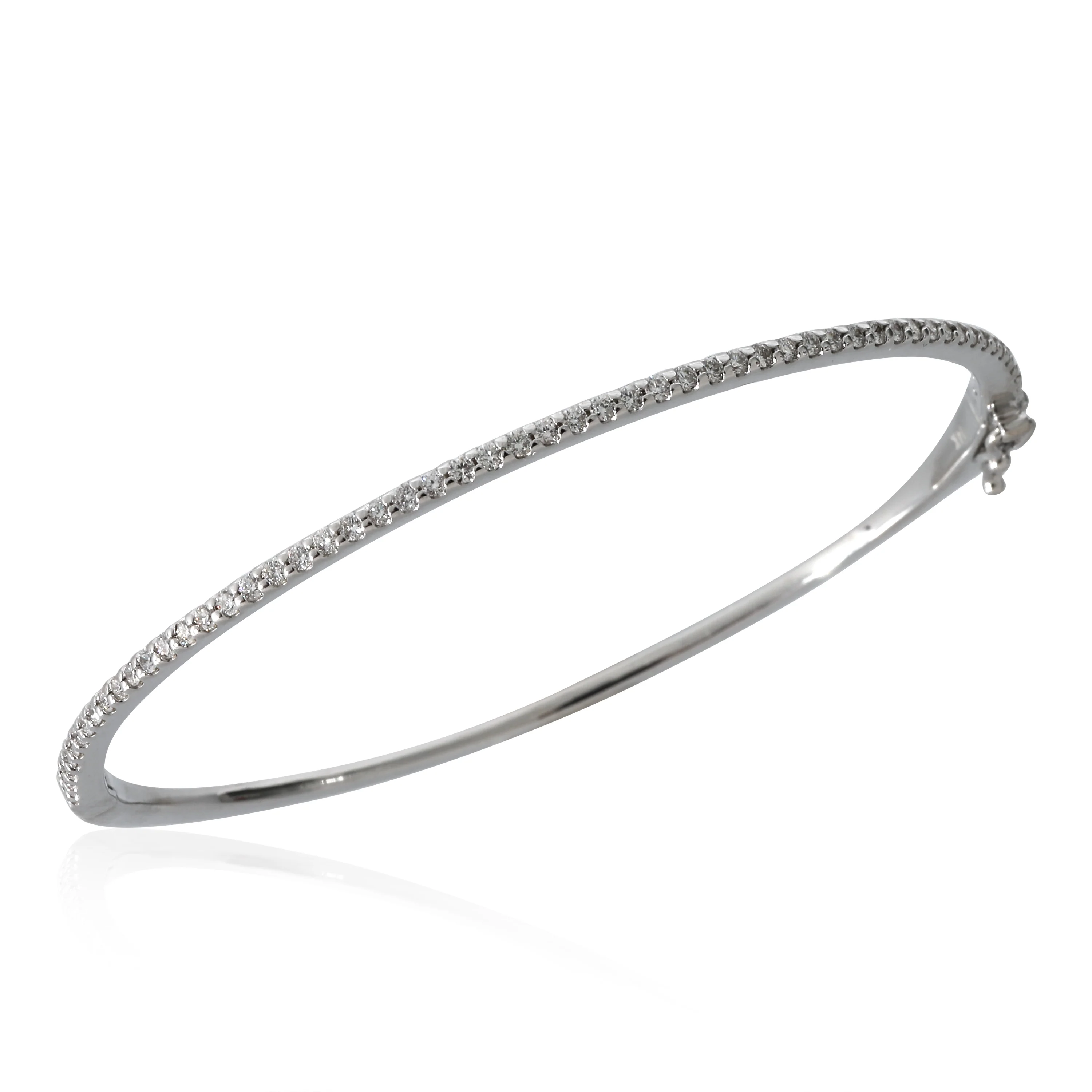 Prong Set Diamond Hinged Bangle in 14K White Gold 0.65 CTW - Image 3
