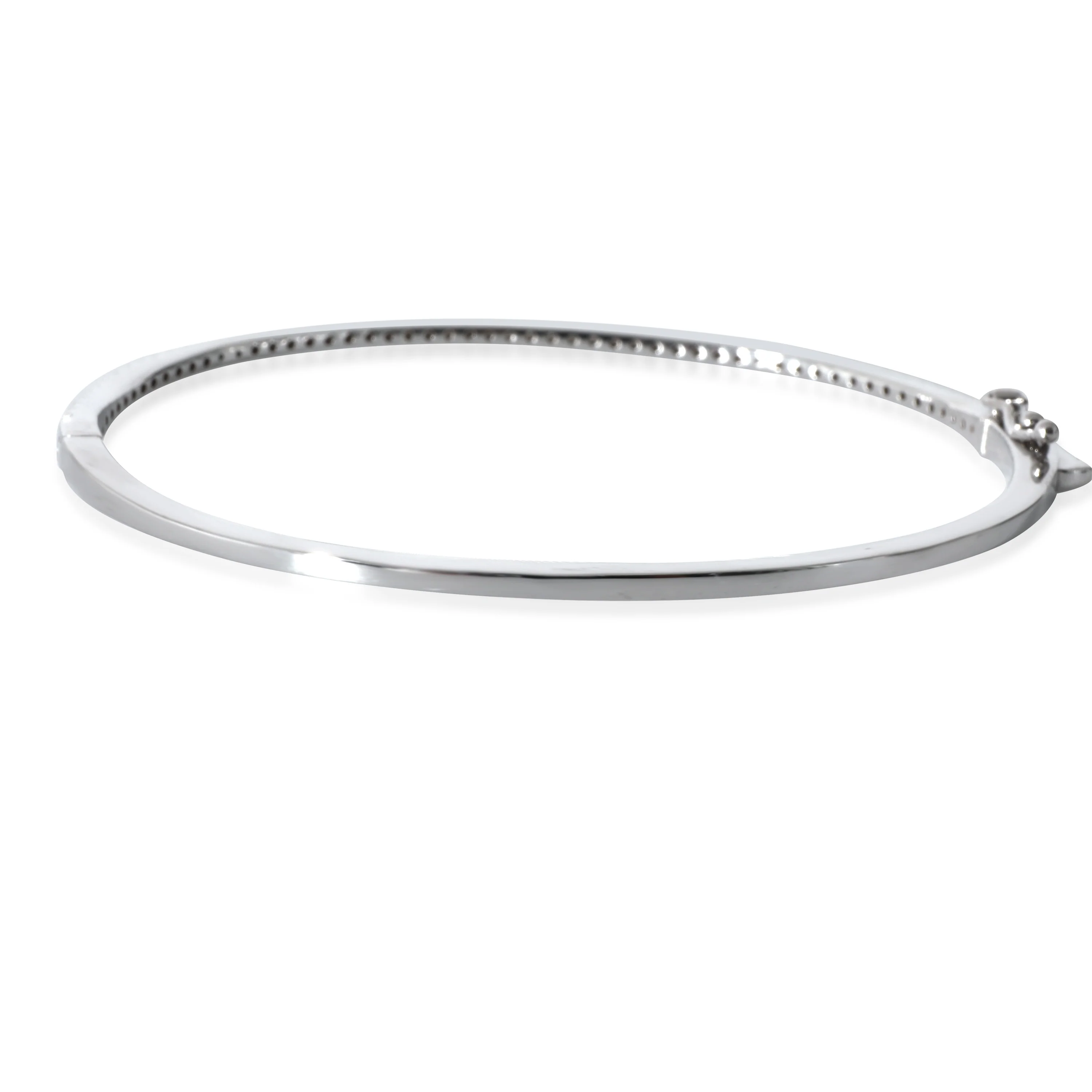 Prong Set Diamond Hinged Bangle in 14K White Gold 0.65 CTW - Image 4