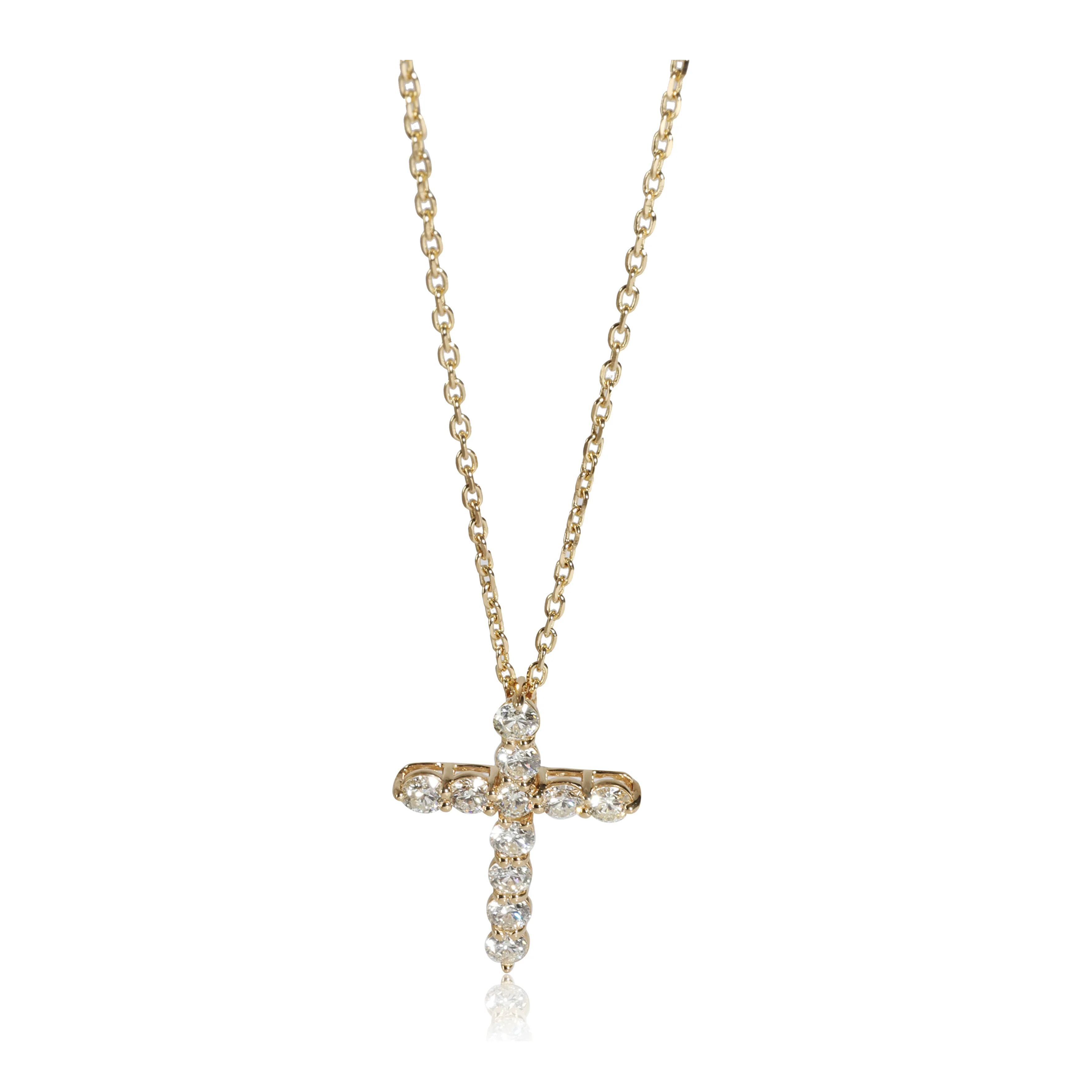 Diamond Cross Necklace in 14K Yellow Gold 1 CTW