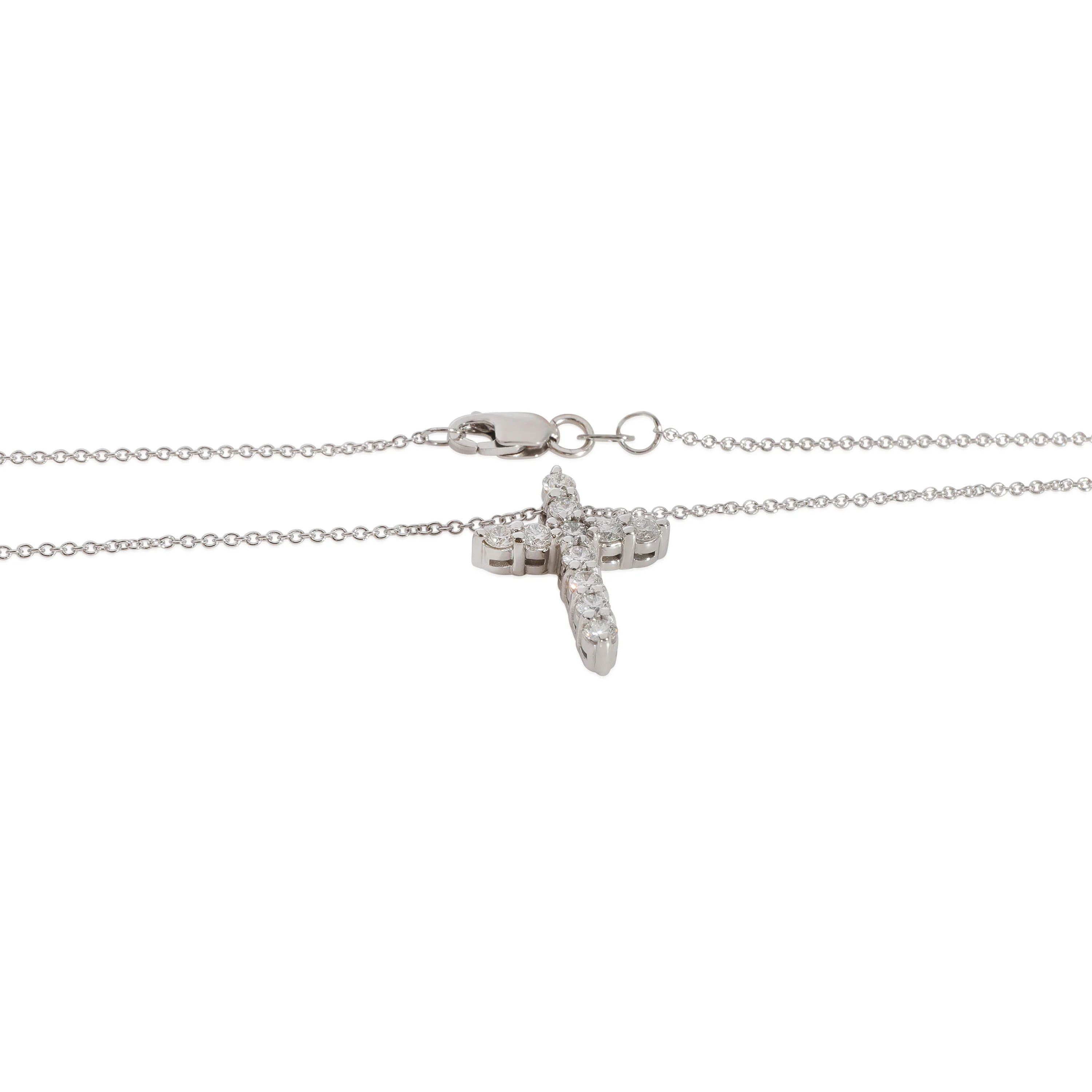 Diamond Cross Necklace in 14K White Gold 0.5 CTW - Image 2