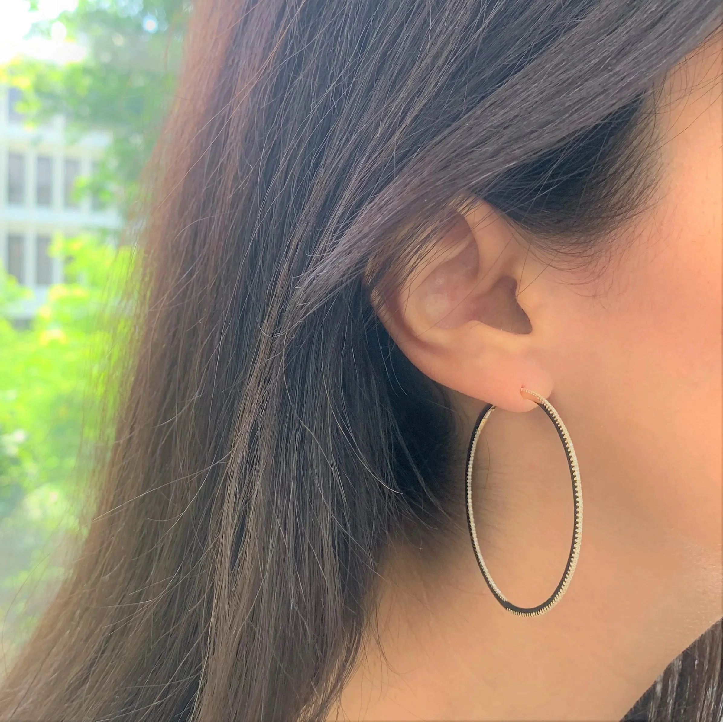Diamond Skinny Hoop Earrings in 14K Yellow Gold (0.68 CTW) - Image 3