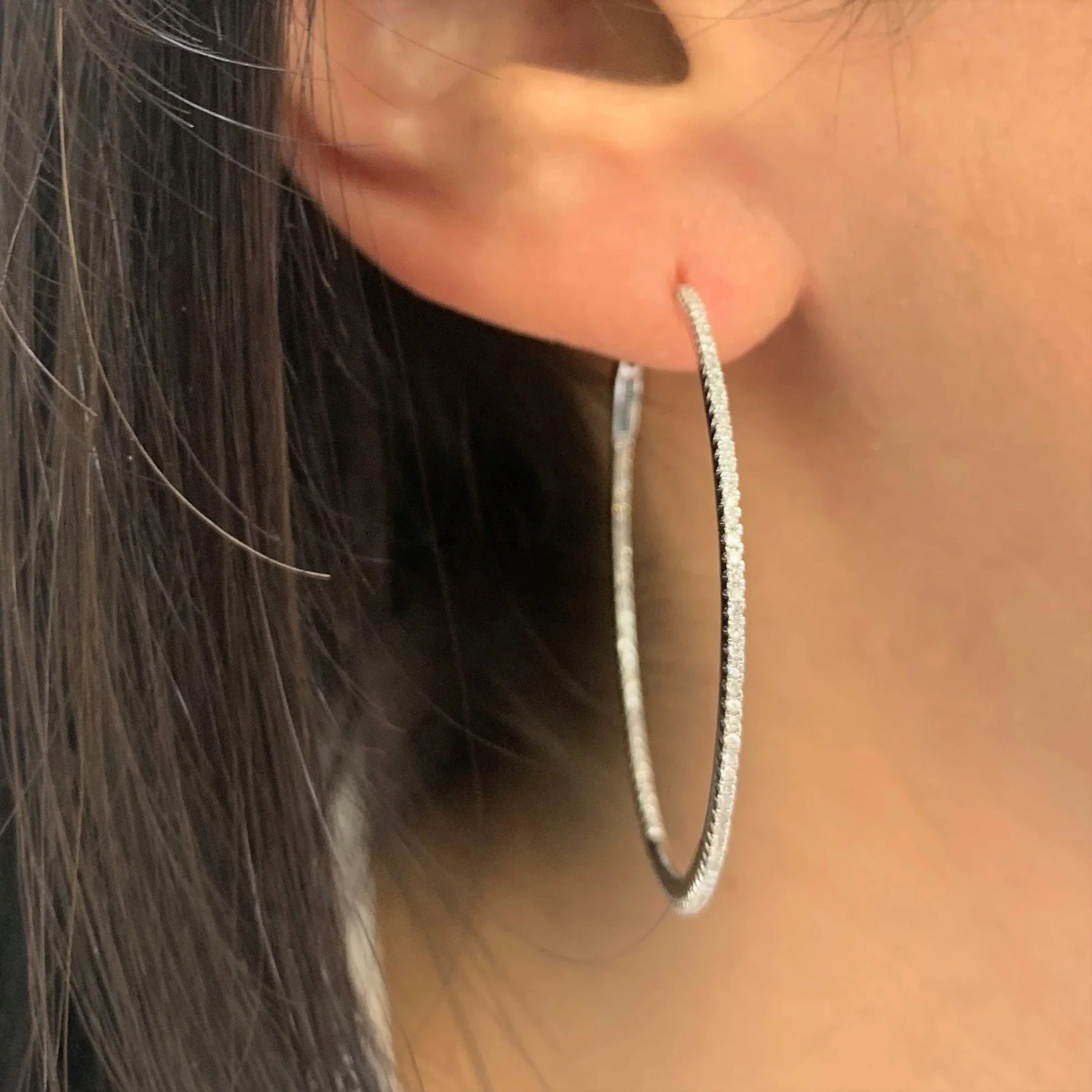 Diamond Hoop Earrings in 14K White Gold (0.57 CTW) - Image 2