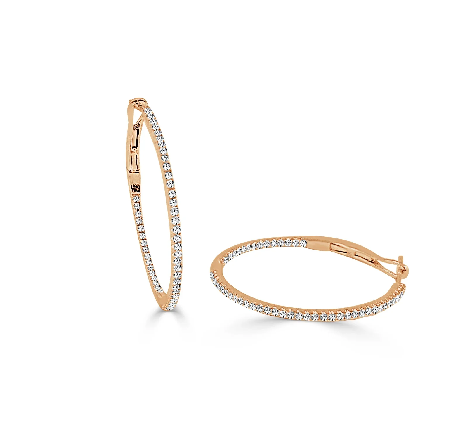 Diamond Hoop Earrings in 14K Rose Gold (0.25 CTW) - Image 2