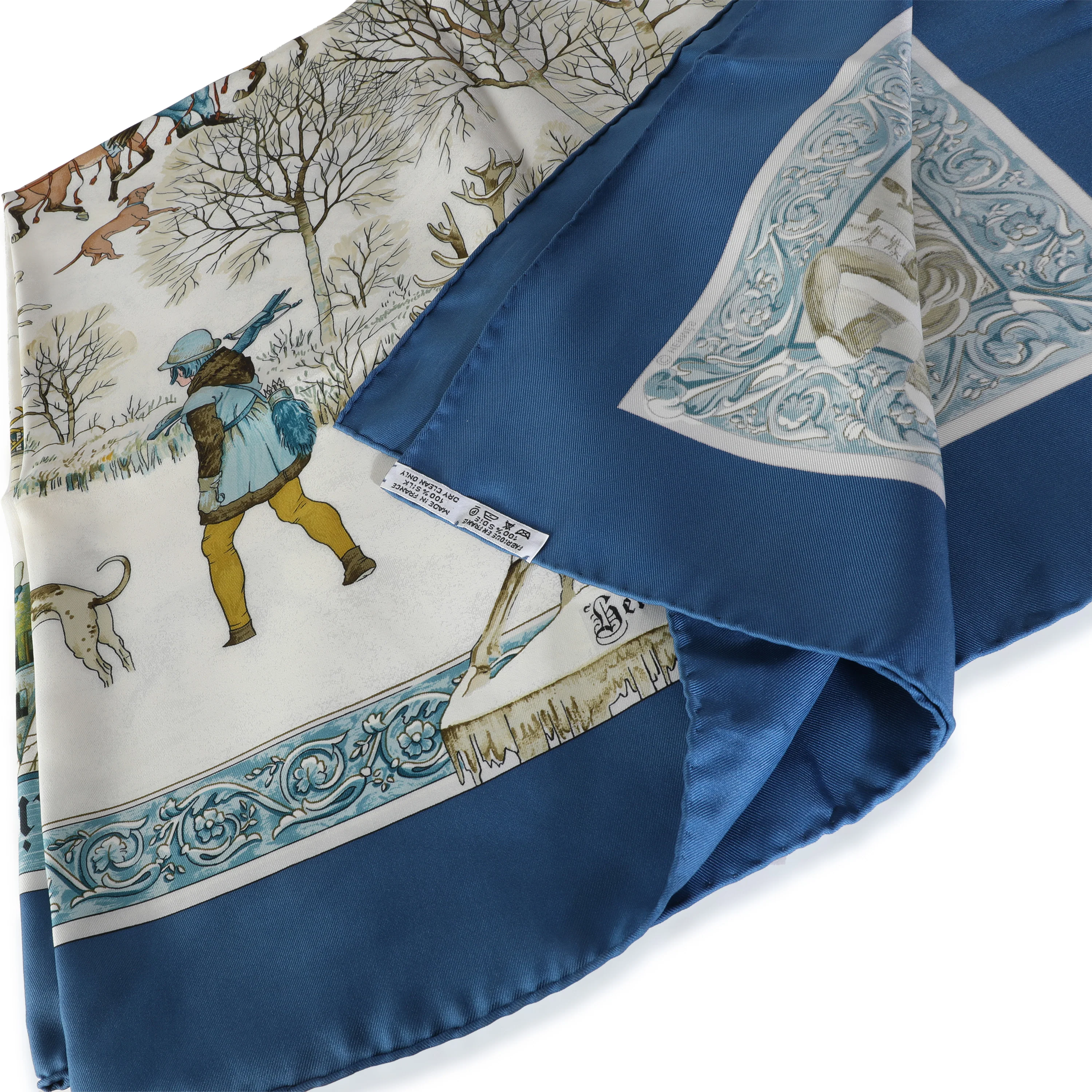 Navy Multicolor Silk LHiver Scarf 90 - Image 4